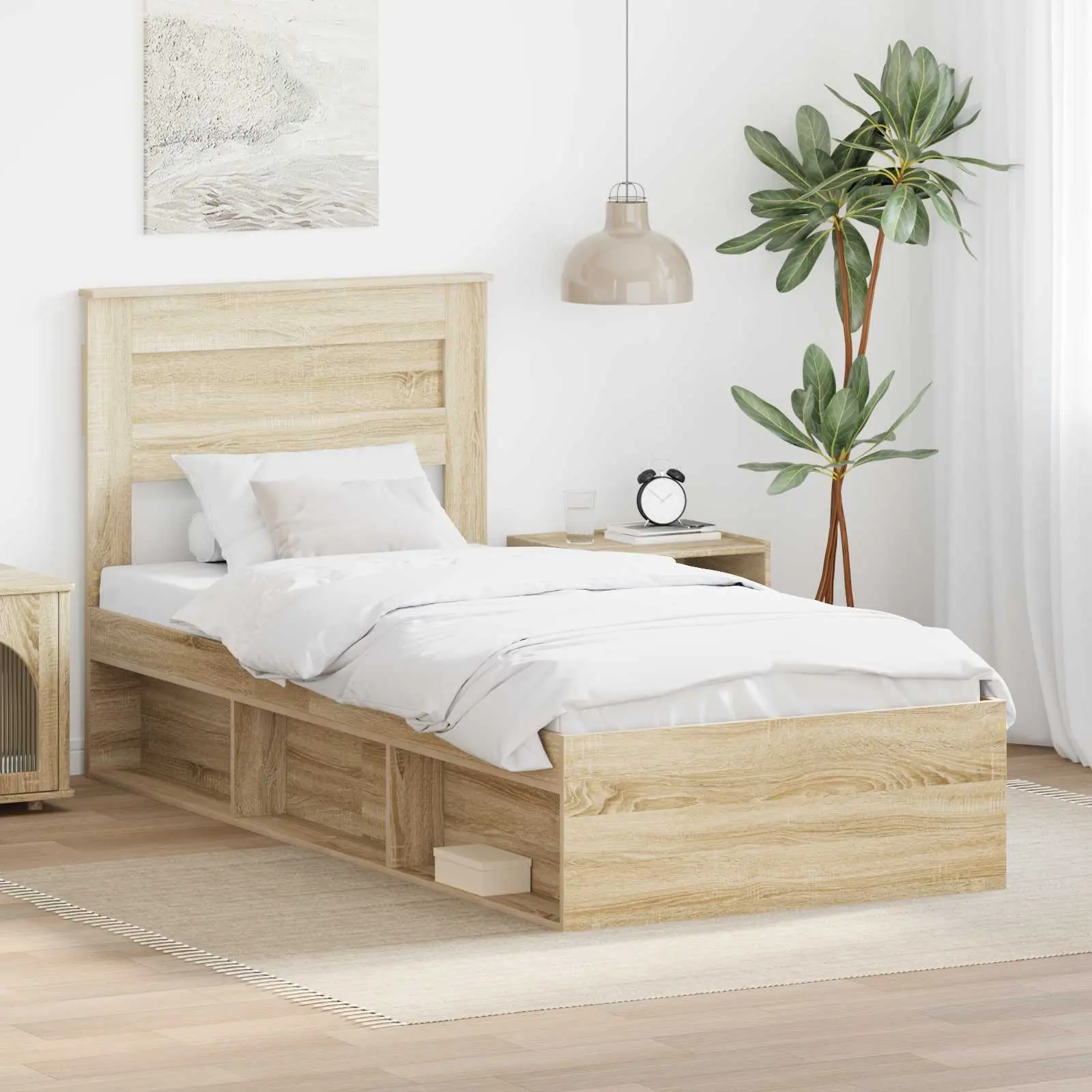 vidaXL Σκελετός Κρεβατιού Δρύς Sonoma 75 x 190 cm Στερεά ξυλεία πεύκου