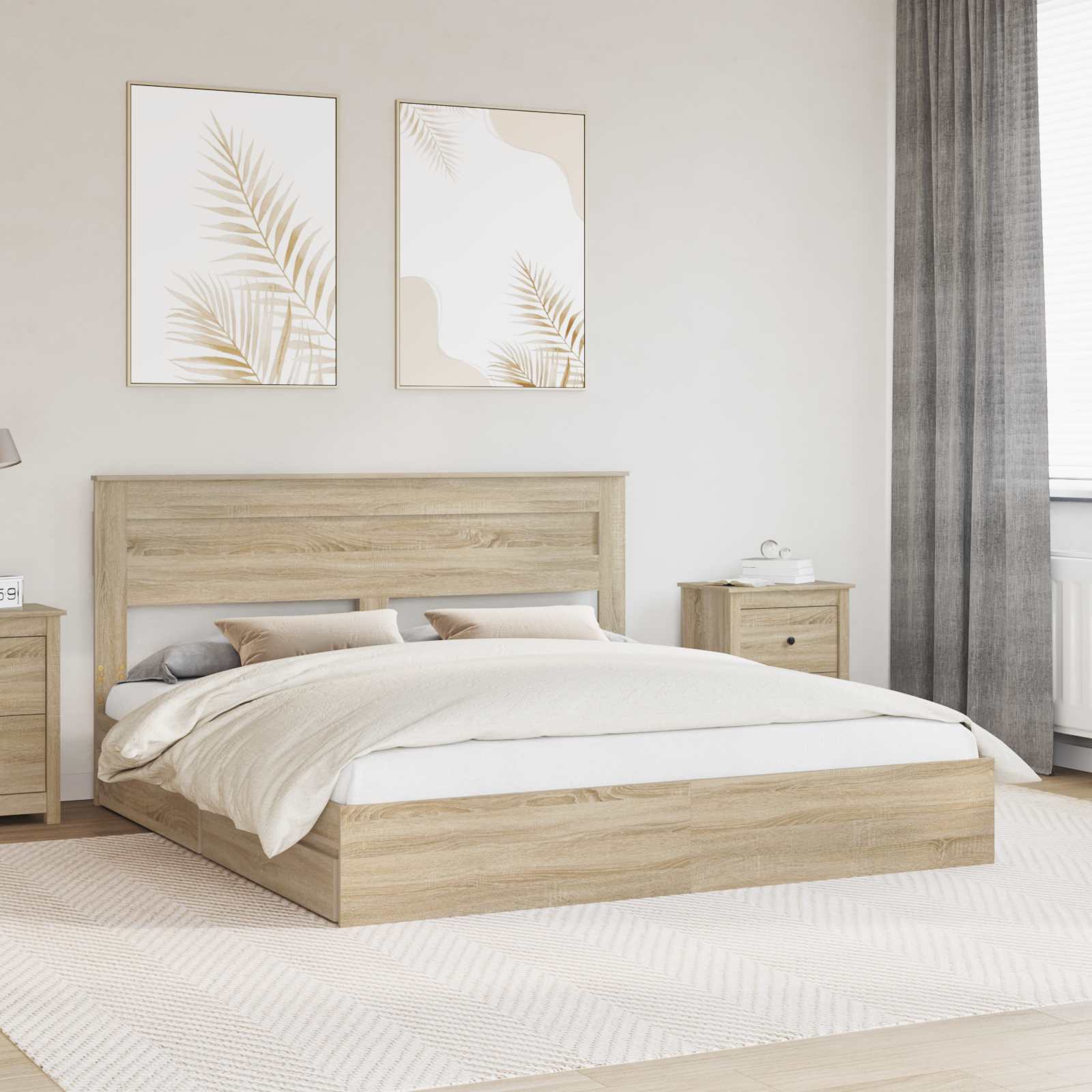 vidaXL Κρεβάτι Αποθήκης Δρύς Sonoma 180 x 200 cm Επεξεργασμένο Ξύλο