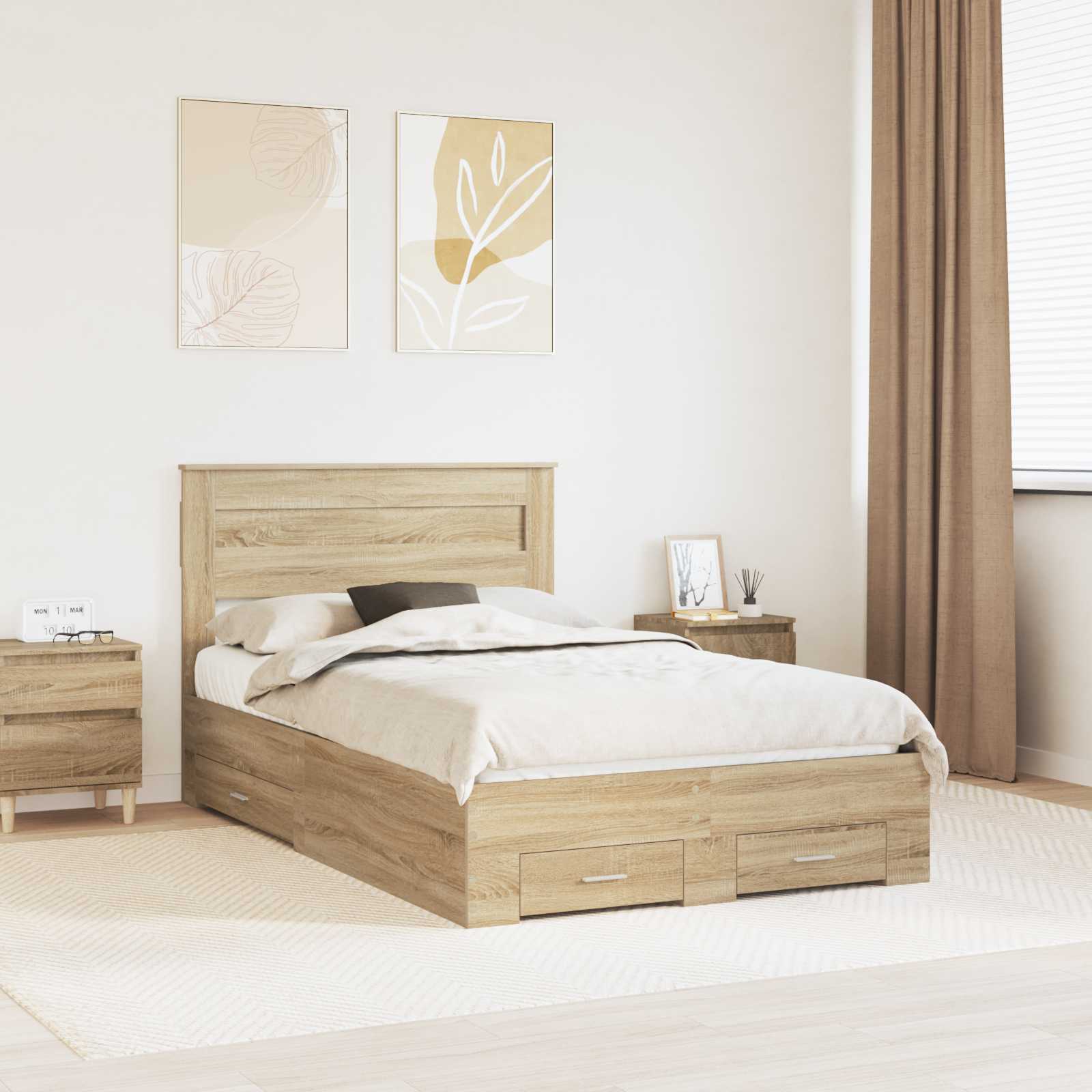vidaXL Σκελετός Κρεβατιού Δρύς Sonoma 120 x 200 cm Επεξεργασμένο Ξύλο