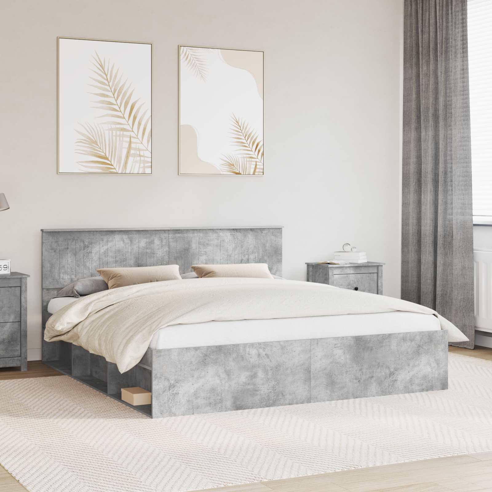 vidaXL Σκελετός Κρεβατιού Σκυρόδεμα 180 x 200 cm Στερεά ξυλεία πεύκου