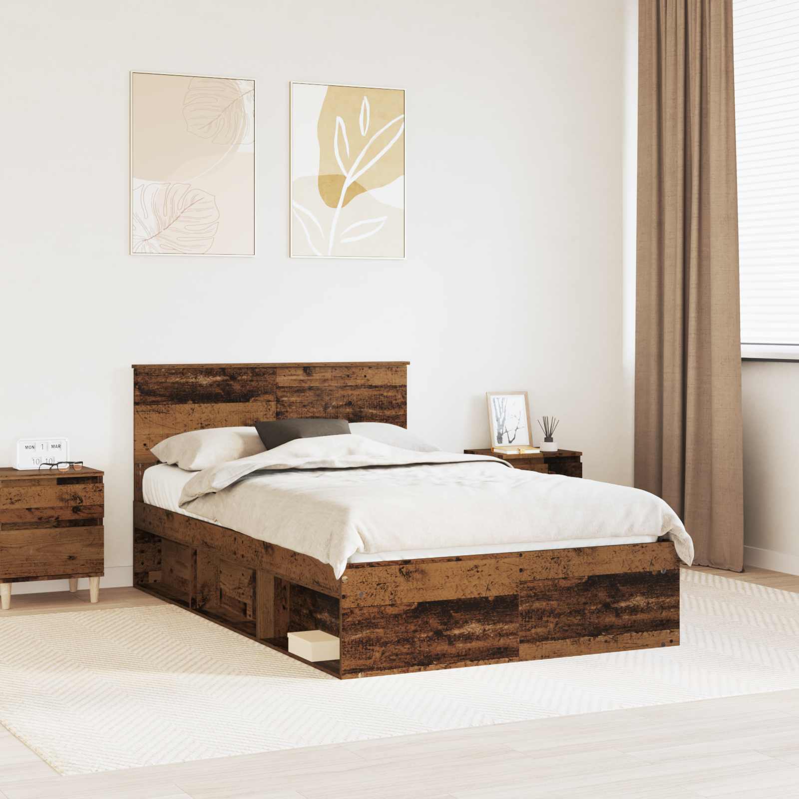 vidaXL Σκελετός Κρεβατιού Παλιό ξύλο 120 x 190 cm Στερεά ξυλεία πεύκου