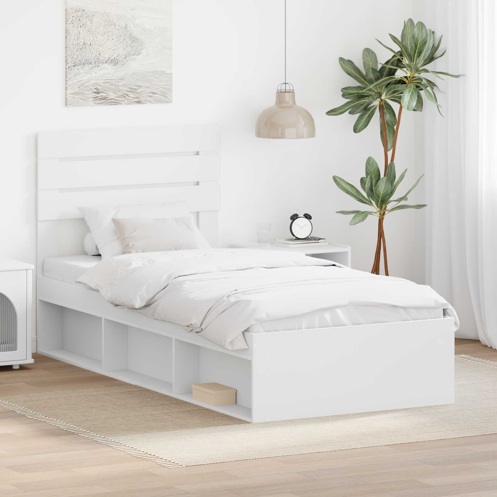 vidaXL Σκελετός Κρεβατιού Λευκό 100 x 200 cm Στερεά ξυλεία πεύκου