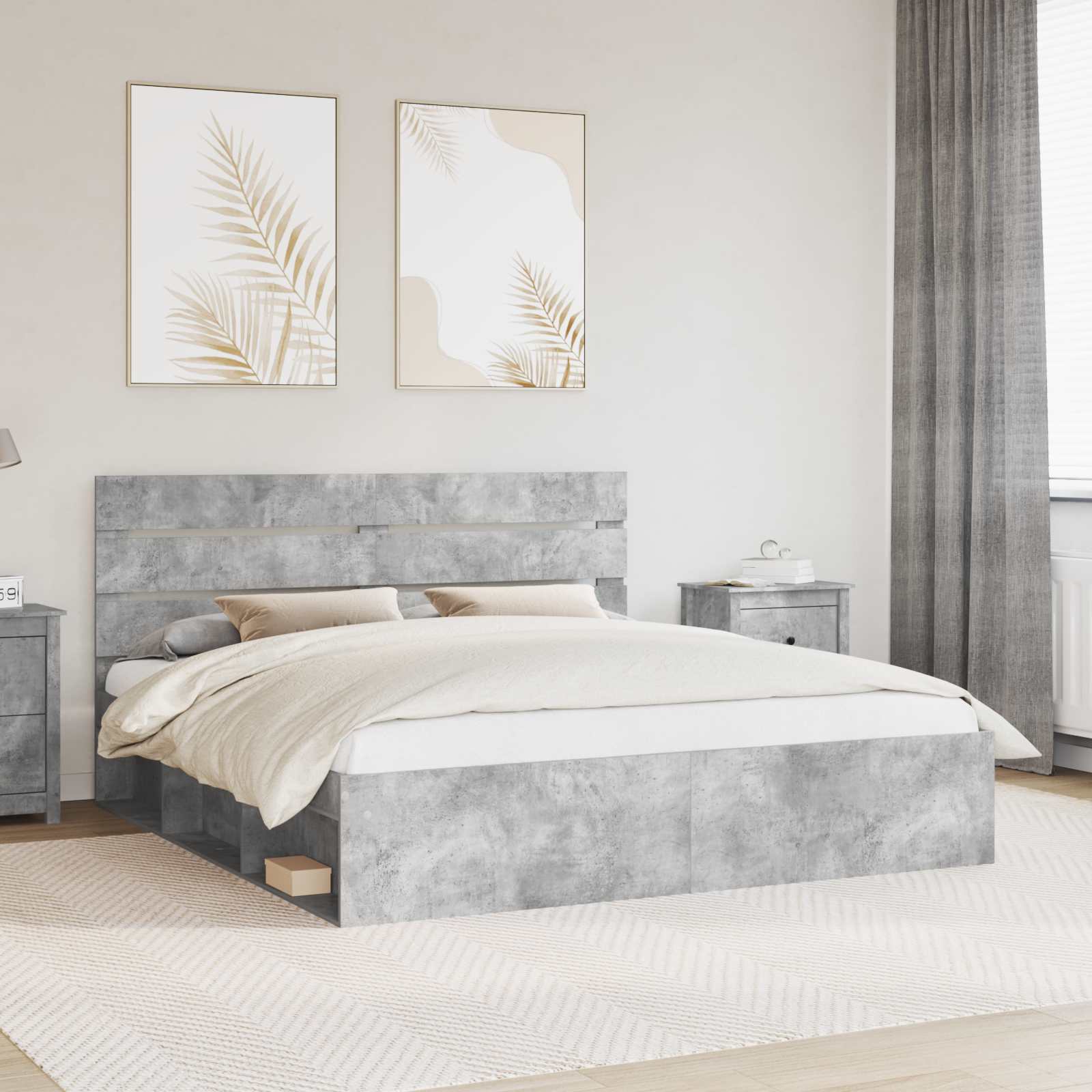 vidaXL Σκελετός Κρεβατιού Σκυρόδεμα 180 x 200 cm Στερεά ξυλεία πεύκου