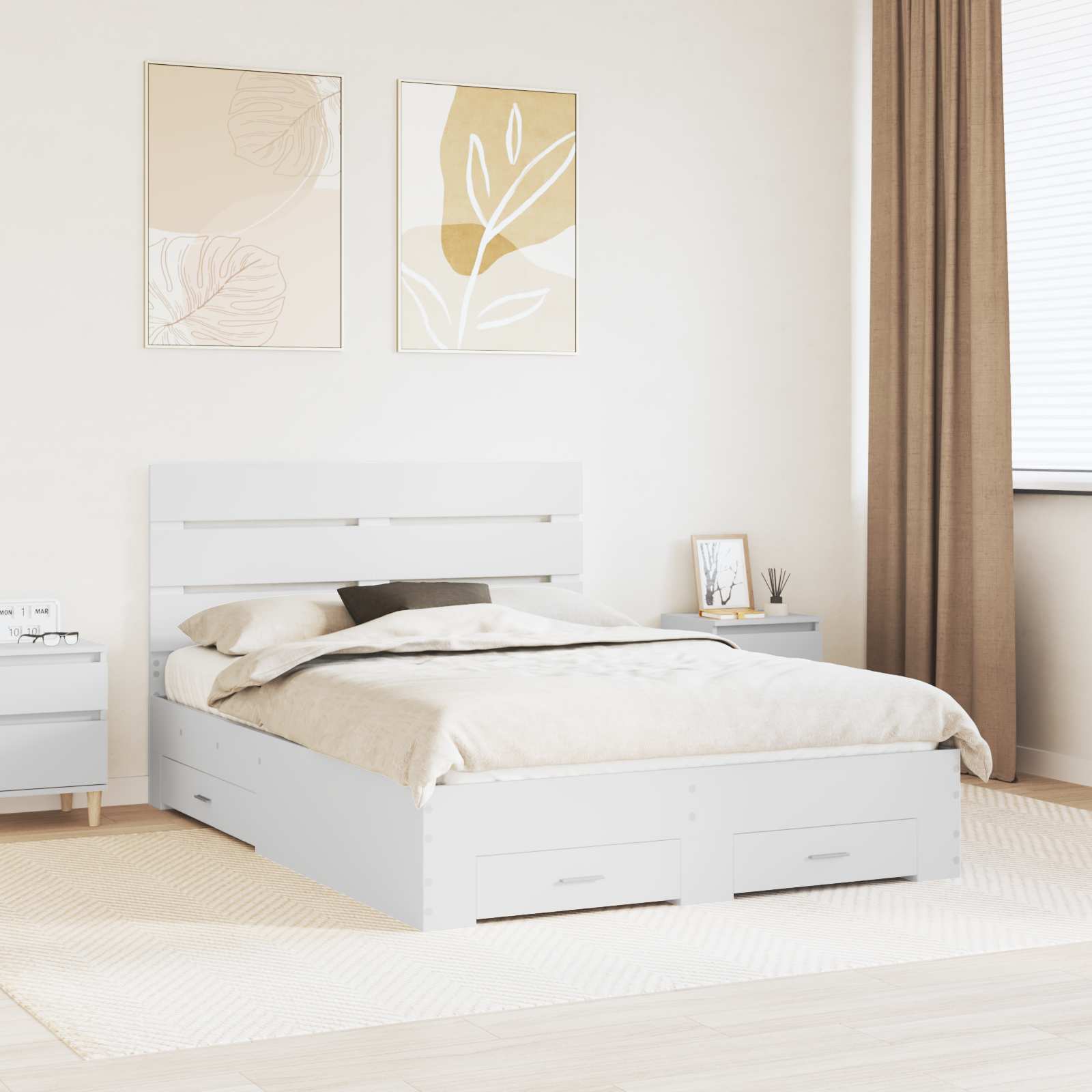 vidaXL Σκελετός Κρεβατιού Λευκό 140 x 190 cm Επεξεργασμένο Ξύλο