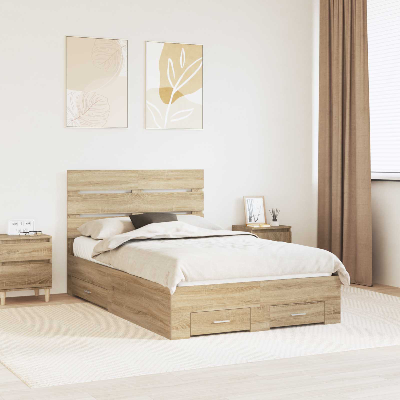 vidaXL Σκελετός Κρεβατιού Δρύς Sonoma 120 x 200 cm Επεξεργασμένο Ξύλο