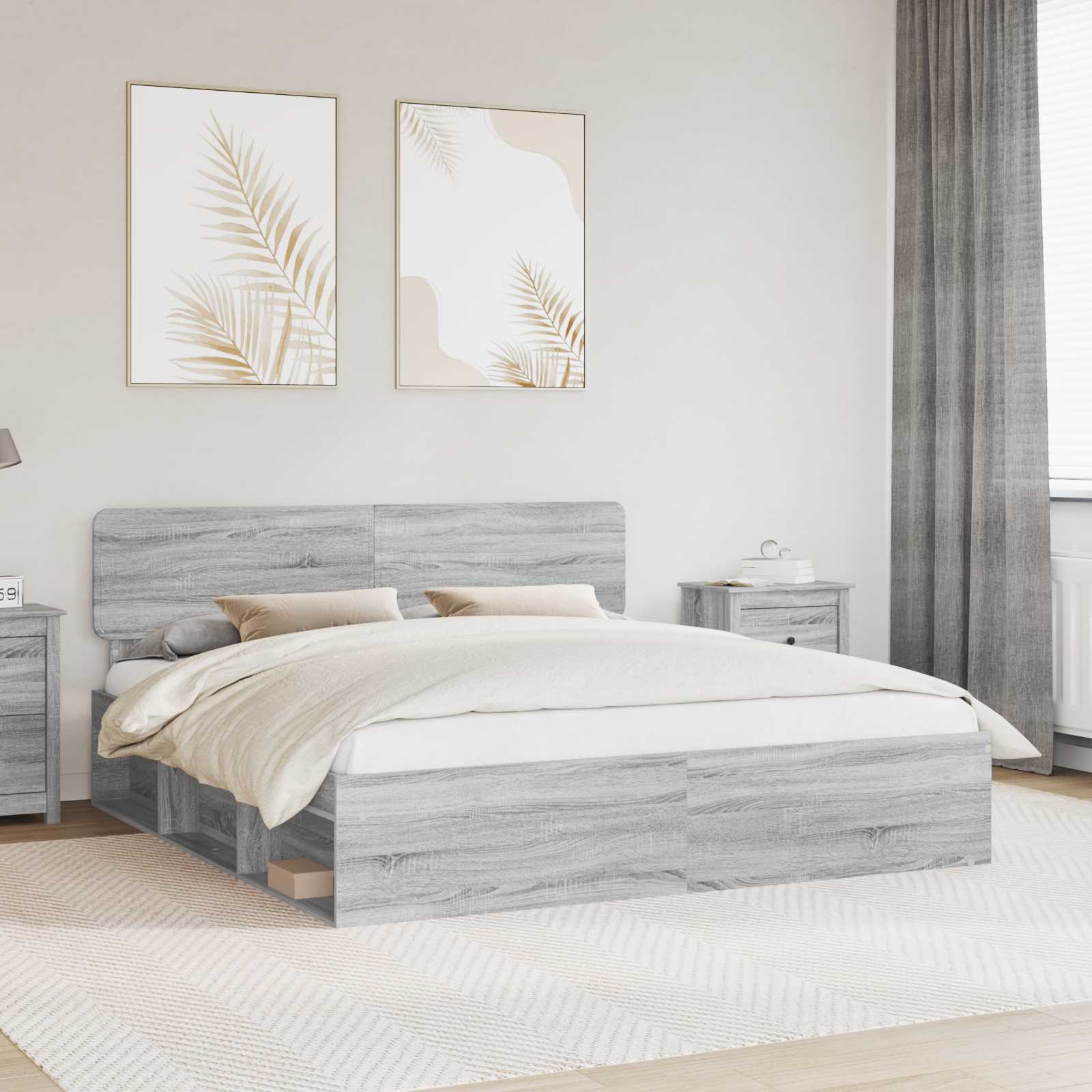 vidaXL Σκελετός Κρεβατιού Γκρι Sonoma 200 x 200 cm
