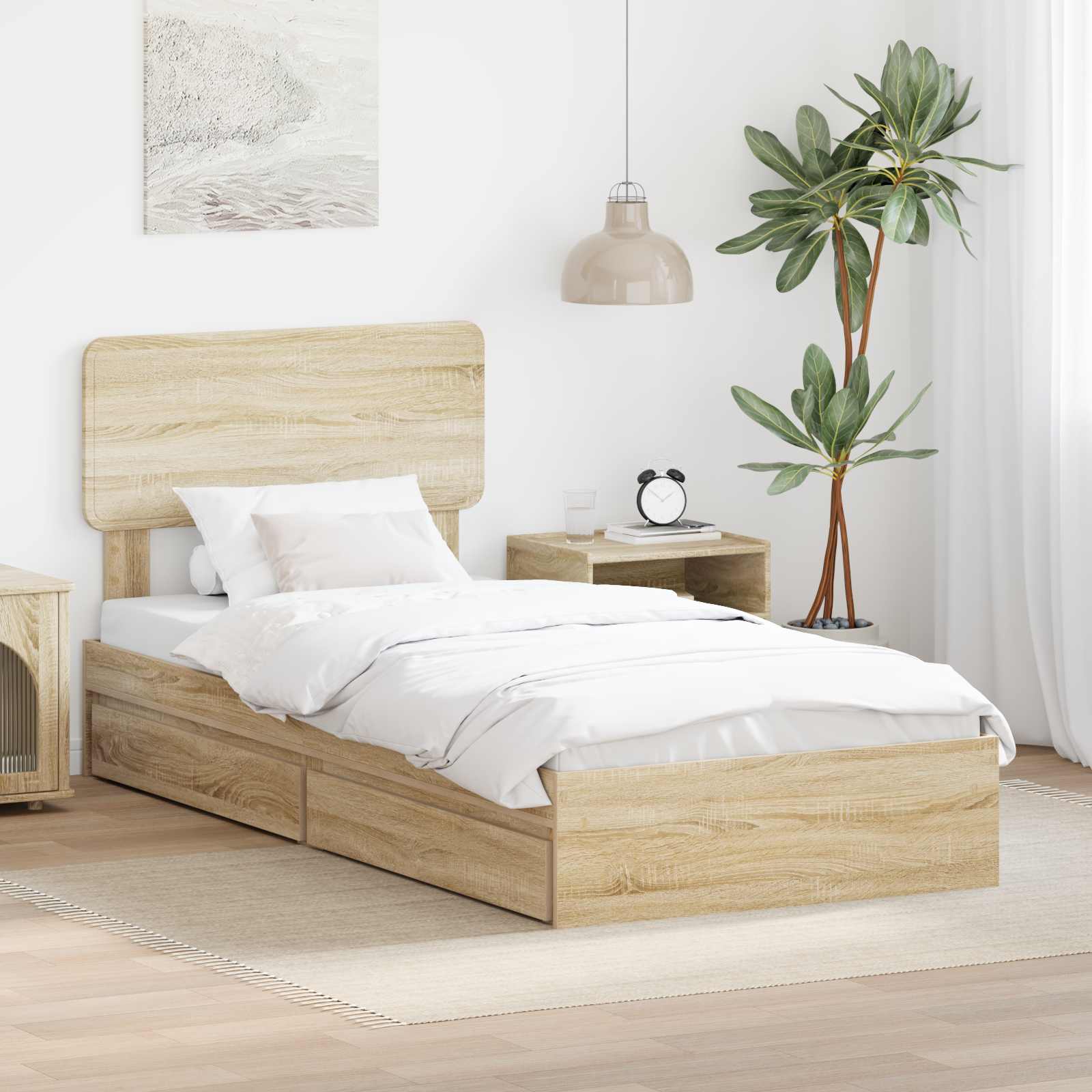 vidaXL Κρεβάτι Αποθήκης Δρύς Sonoma 75 x 190 cm Επεξεργασμένο Ξύλο
