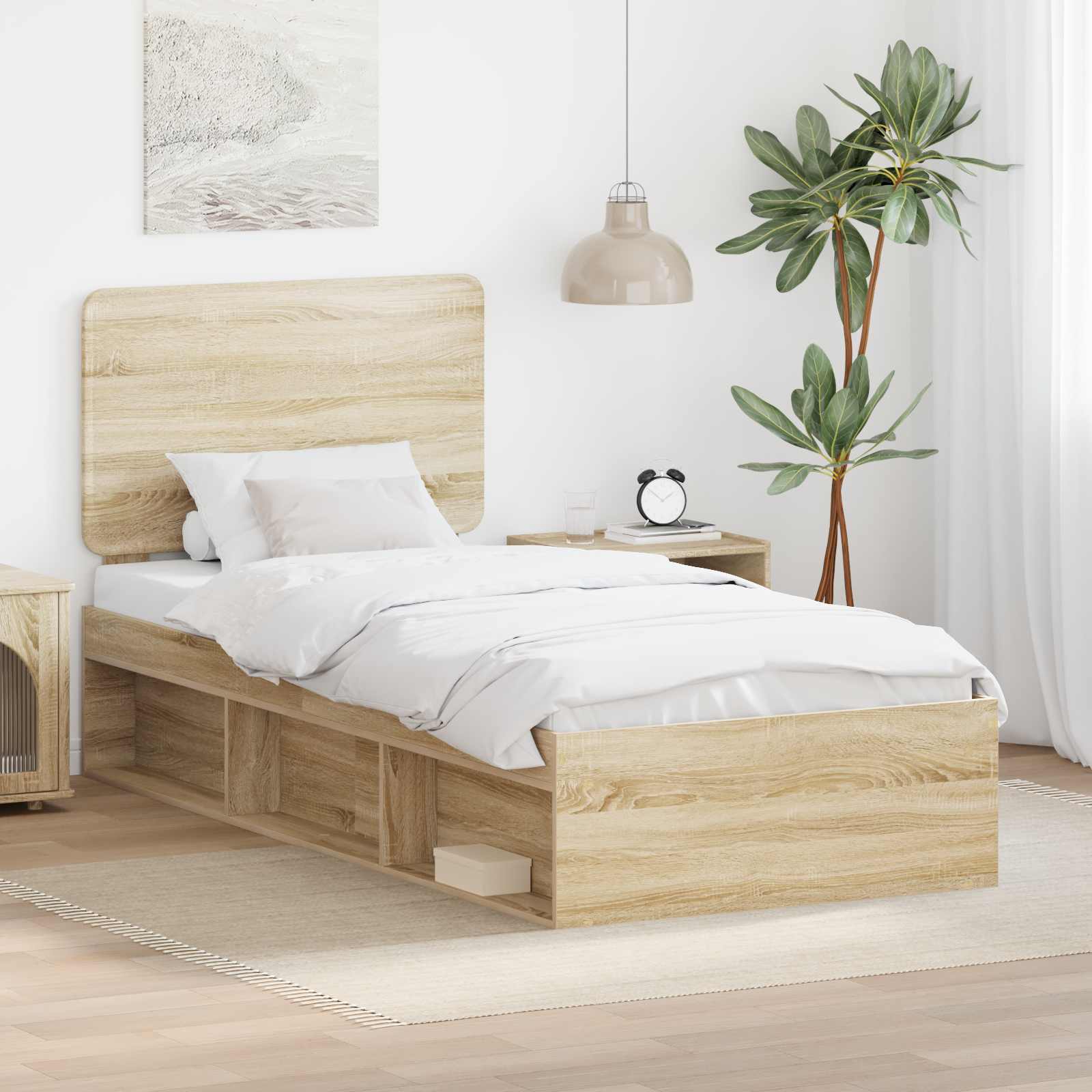 vidaXL Σκελετός Κρεβατιού Sonoma Δρυς 90 x 190 cm Στερεά ξυλεία πεύκου