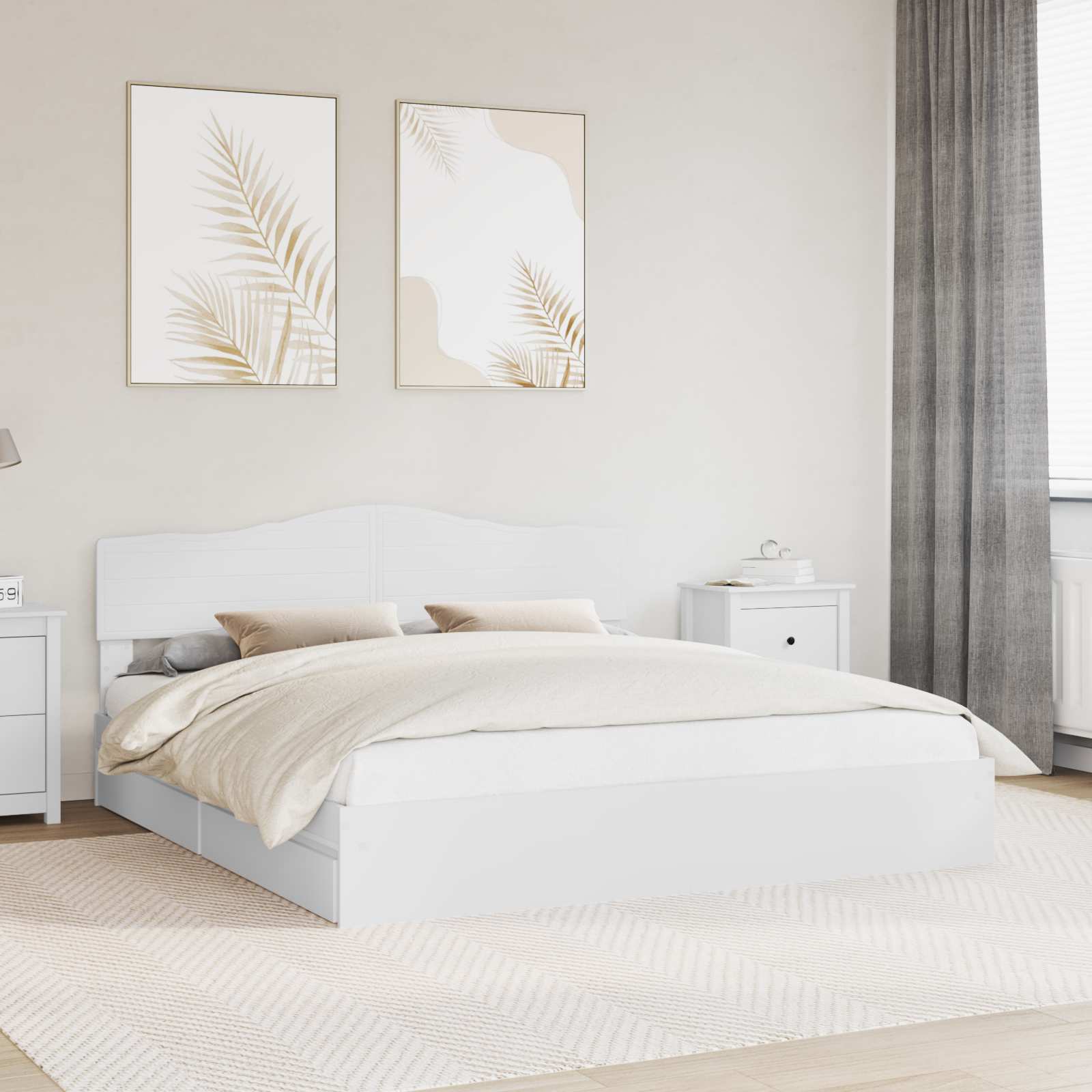 vidaXL Κρεβάτι Αποθήκης Λευκό 180 x 200 cm Επεξεργασμένο Ξύλο