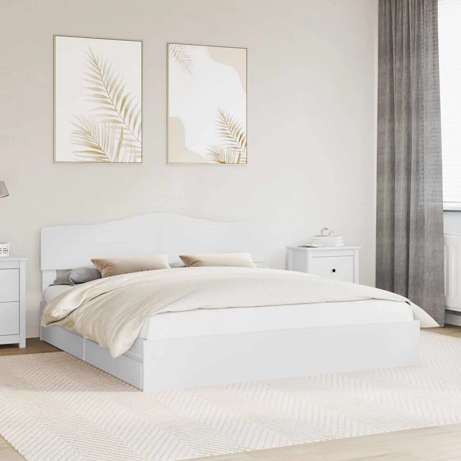 vidaXL Κρεβάτι Αποθήκης Λευκό 180 x 200 cm Επεξεργασμένο Ξύλο