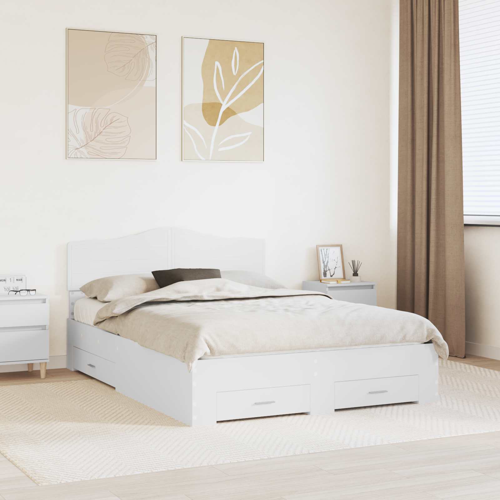 vidaXL Σκελετός Κρεβατιού Λευκό 160 x 200 cm Επεξεργασμένο Ξύλο