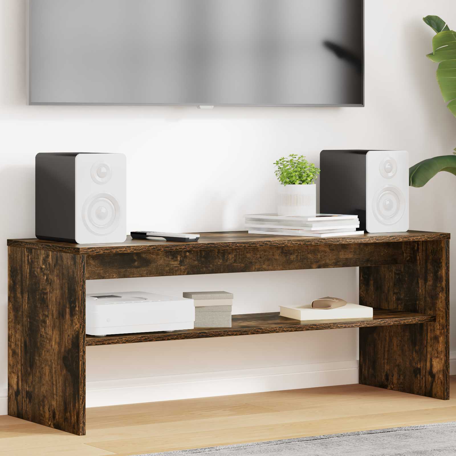vidaXL Ντουλάπι TV 100 x 35 x 40 εκ Καπνισμένο Ξύλο Δρυός