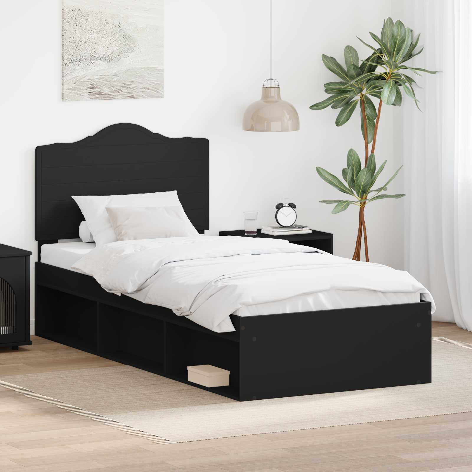 vidaXL Σκελετός Κρεβατιού Μαύρο 75 x 190 cm Στερεά ξυλεία πεύκου
