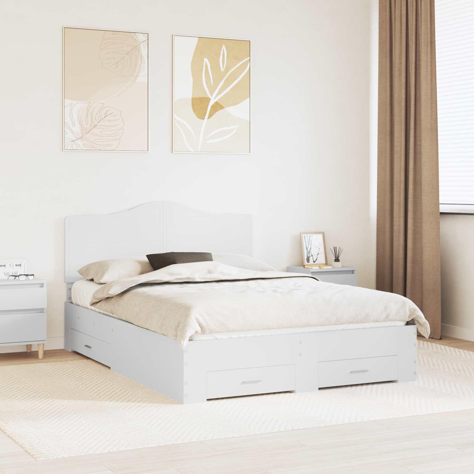 vidaXL Σκελετός Κρεβατιού Λευκό 140 x 200 cm Επεξεργασμένο Ξύλο