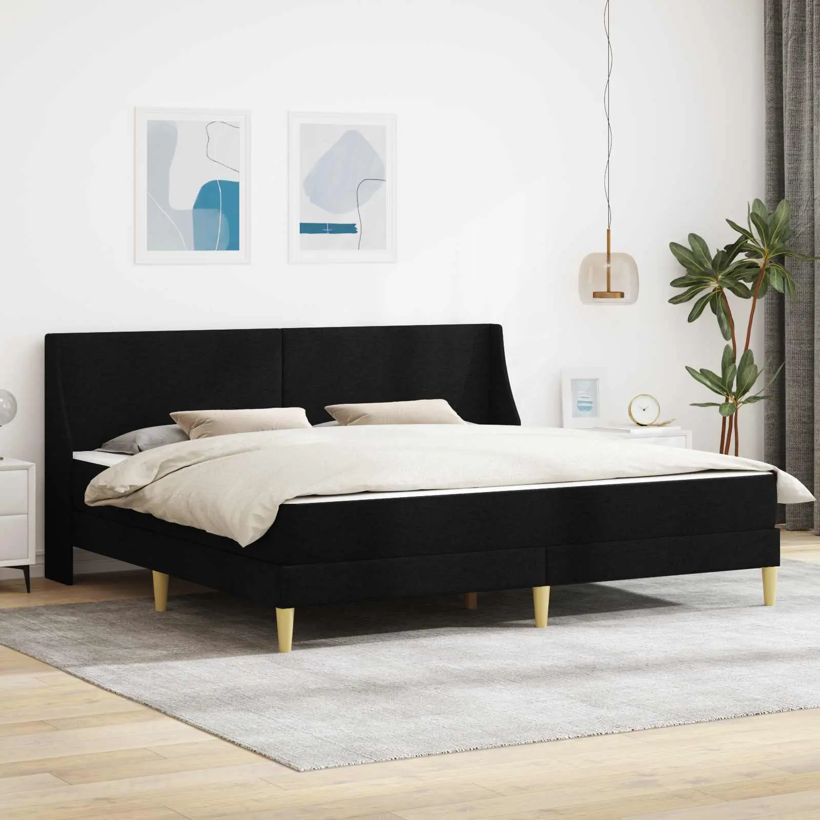 vidaXL Σκελετός κρεβατιού με στρώμα Μαύρο 180 x 200 cm Πολυεστέρας