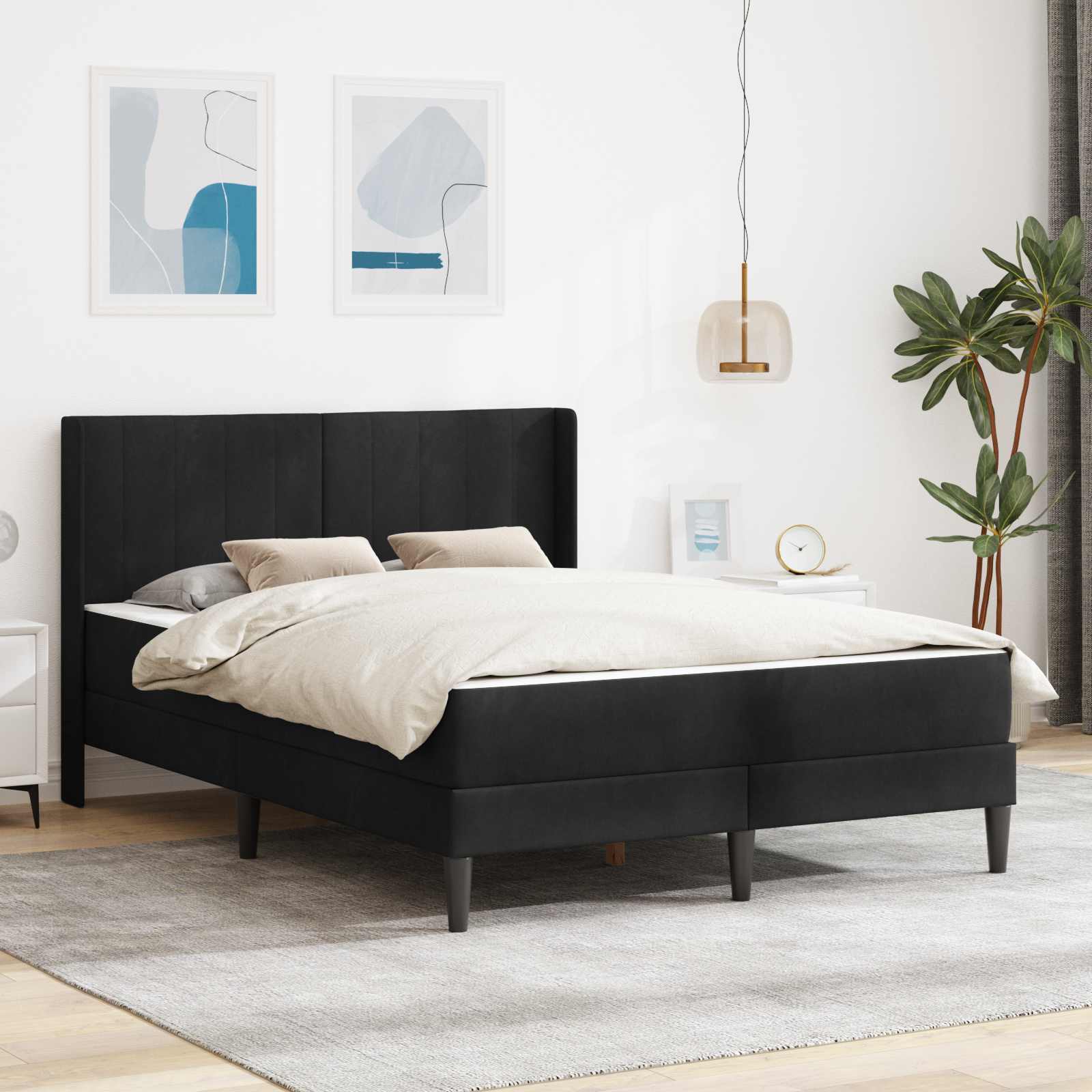 vidaXL Σκελετός κρεβατιού με στρώμα Μαύρο 140 x 200 cm Βελούδο