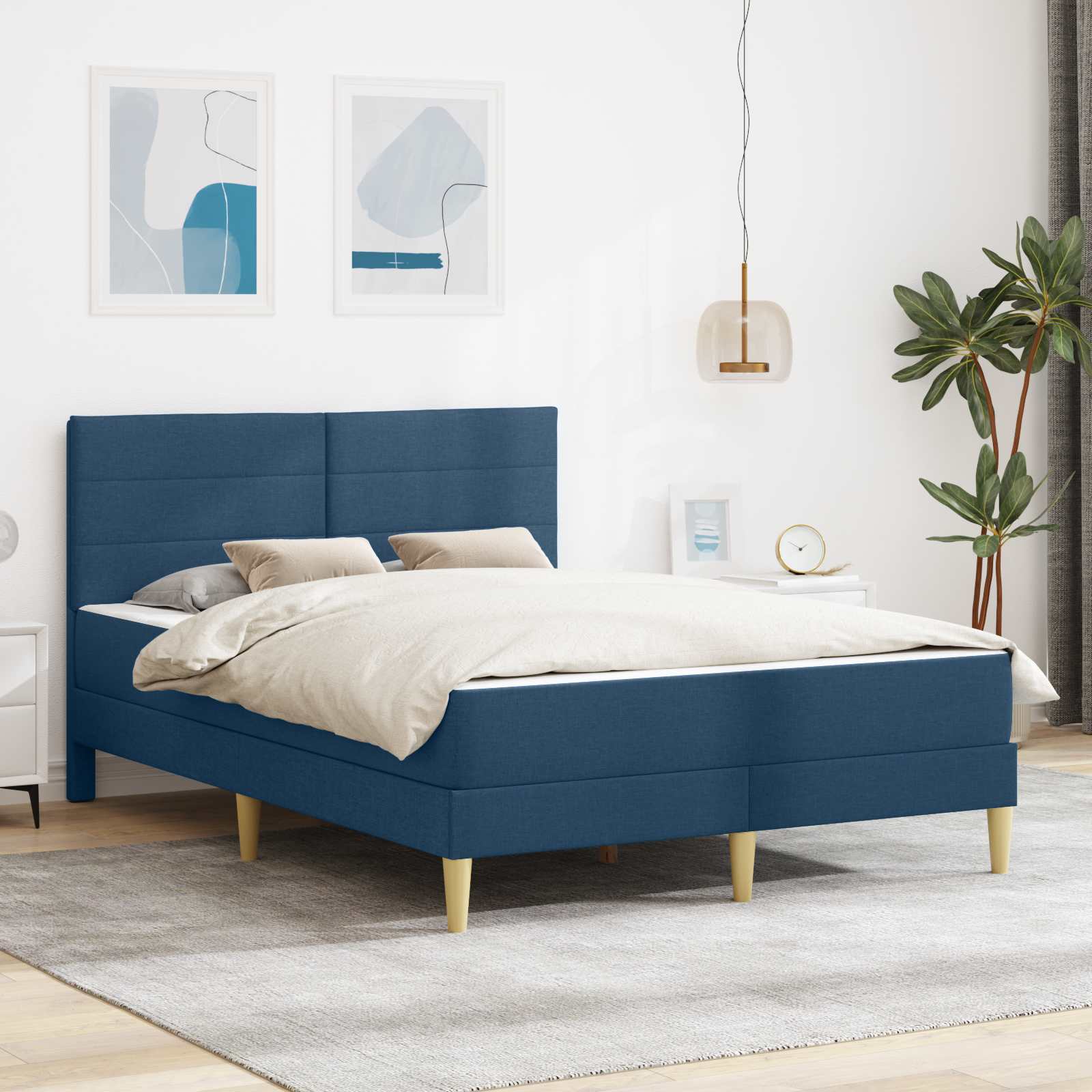 vidaXL Σκελετός κρεβατιού με στρώμα Μπλε 120 x 200 cm Πολυεστέρας
