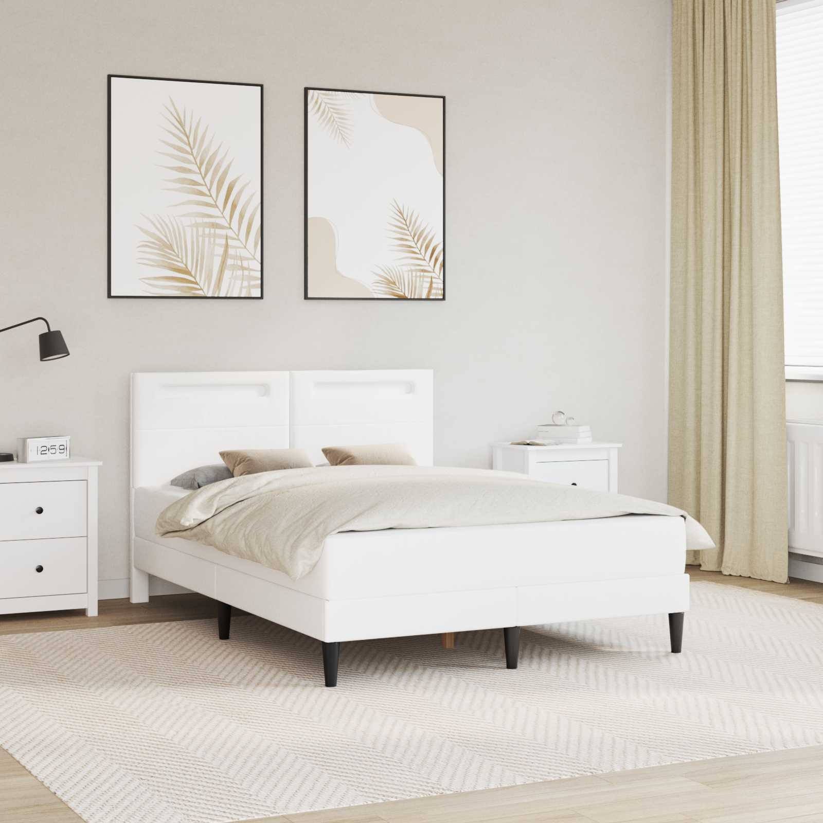 vidaXL Σκελετός κρεβατιού με στρώμα Λευκό 160 x 200 cm Τεχνητό Δέρμα