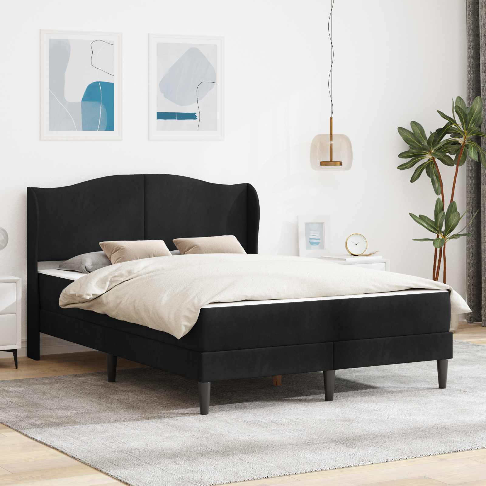vidaXL Σκελετός κρεβατιού με στρώμα Μαύρο 120 x 190 cm Βελούδο