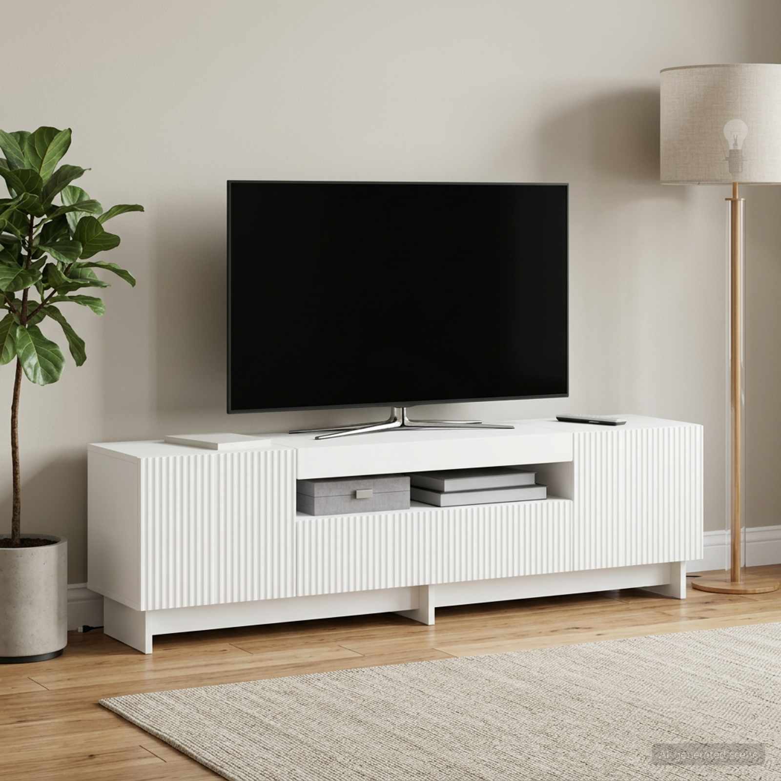 vidaXL Ντουλάπα LED Τηλεόρασης EDE 153 x 35 x 43 εκ Λευκό