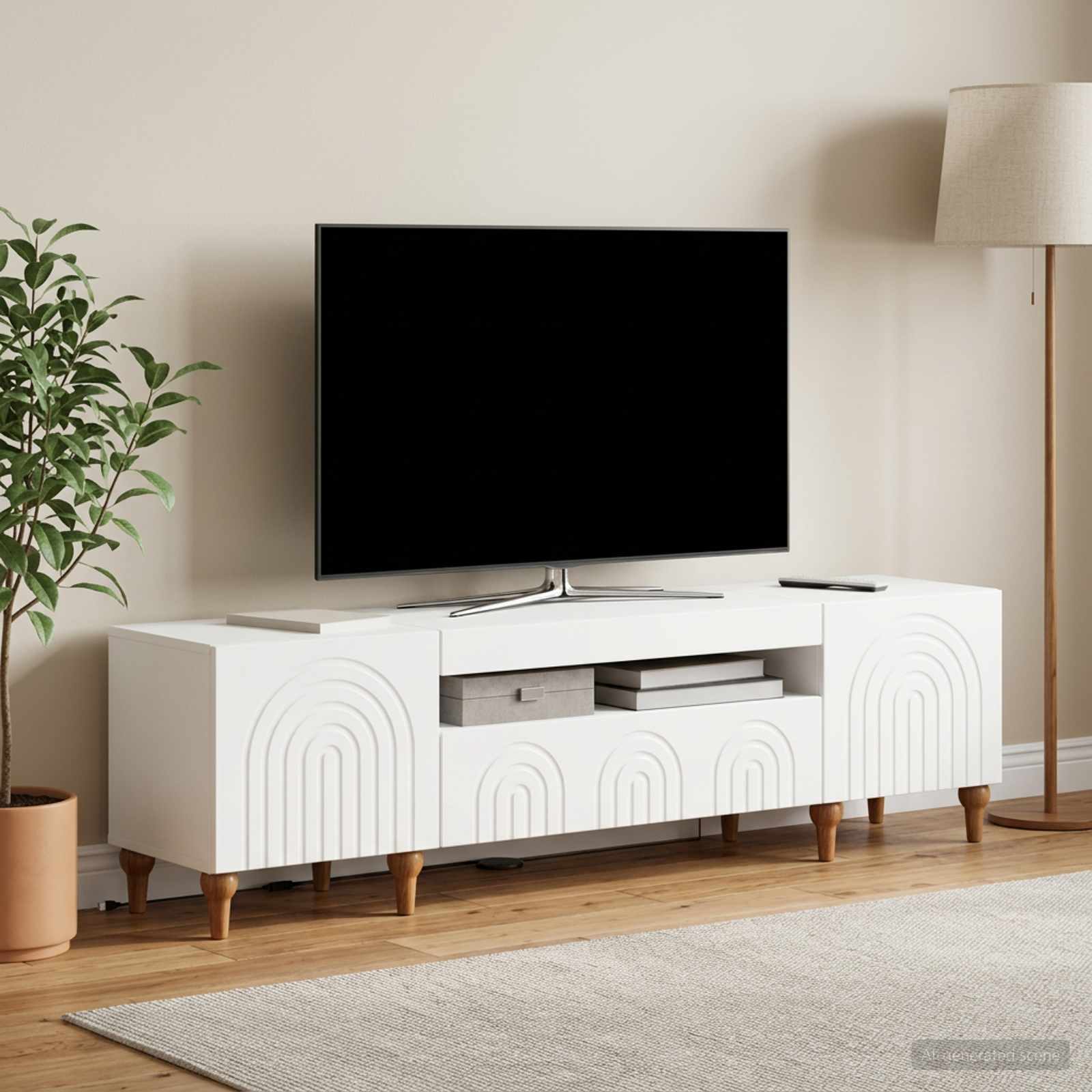 vidaXL Ντουλάπα LED Τηλεόρασης ALKMAAR 153 x 35 x 43 εκ Λευκό