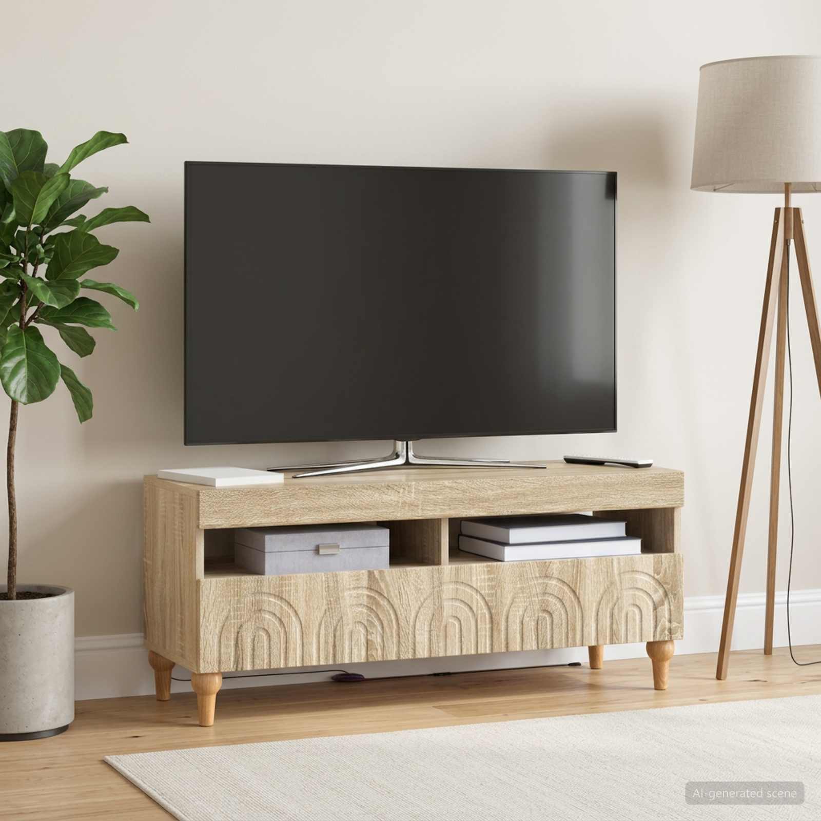 vidaXL Ντουλάπα LED Τηλεόρασης ALKMAAR 100 x 35 x 43 εκ. Sonoma Δρυς