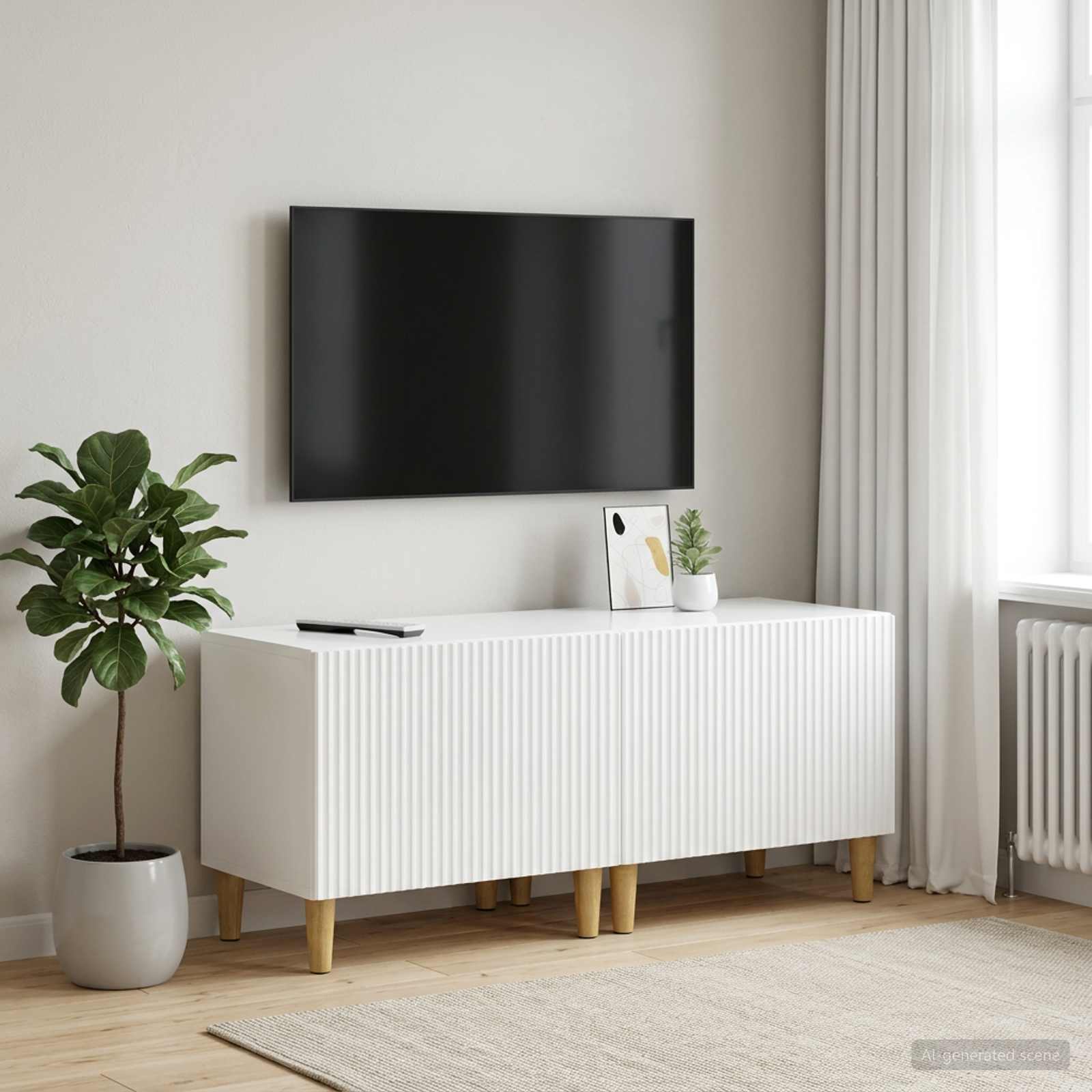 vidaXL Ντουλάπι TV Γυαλιστερό Λευκό Επεξεργασμένο Ξύλο
