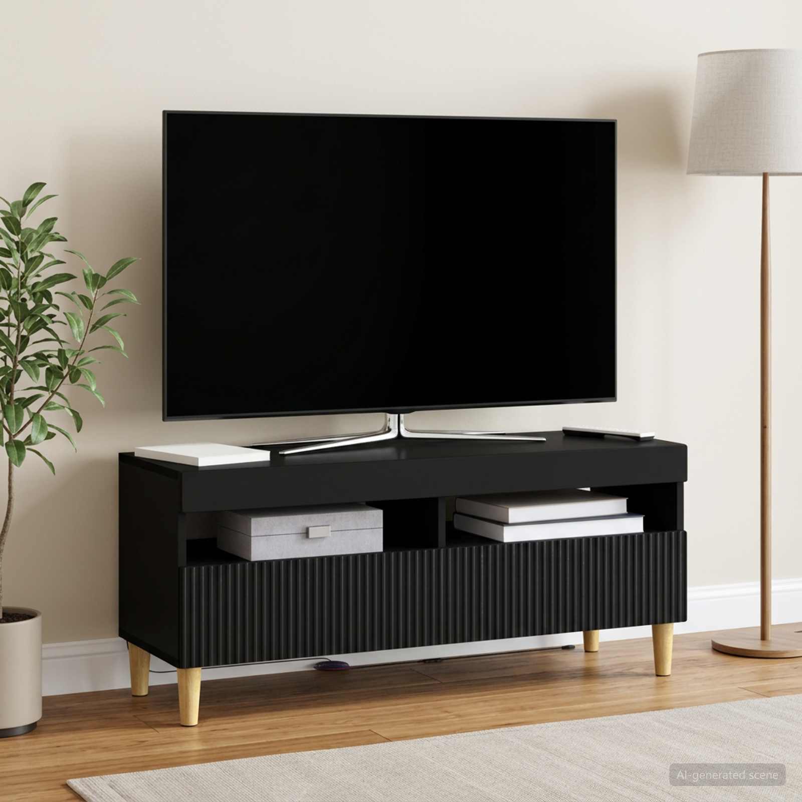 vidaXL Ντουλάπα LED Τηλεόρασης ARNHEM 100 x 35 x 43 εκ. Μαύρο