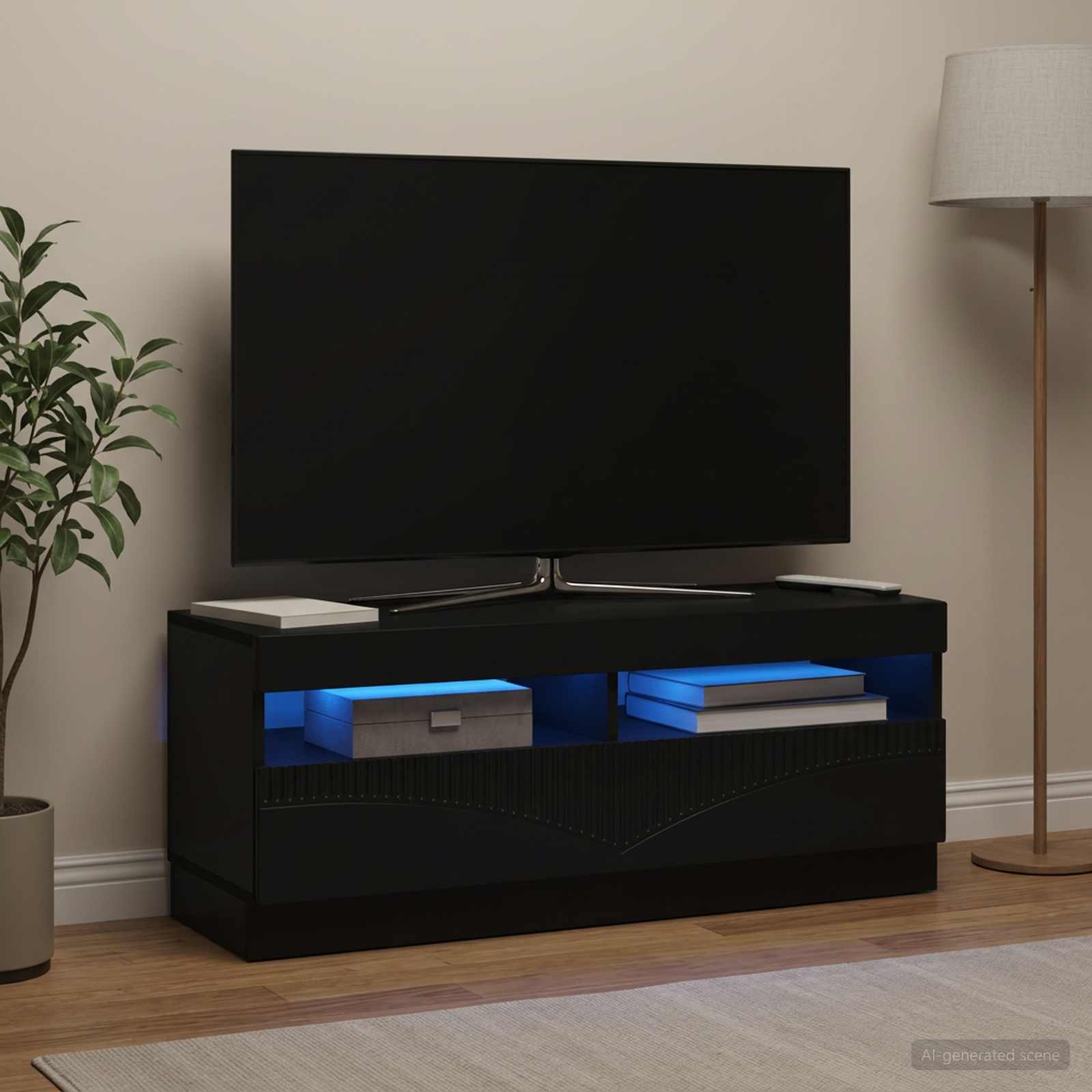 vidaXL Ντουλάπα LED Τηλεόρασης Μαύρο Επεξεργασμένο Ξύλο