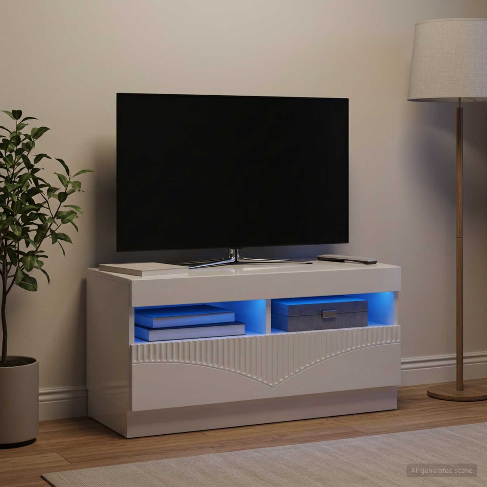 vidaXL Ντουλάπα LED Τηλεόρασης Γυαλιστερό Λευκό Επεξεργασμένο Ξύλο