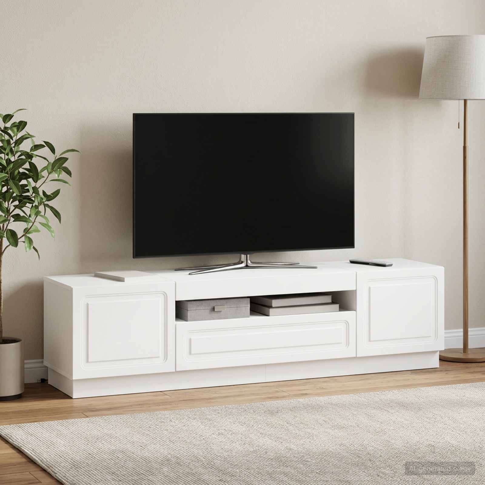 vidaXL Ντουλάπα LED Τηλεόρασης Λευκό Επεξεργασμένο Ξύλο
