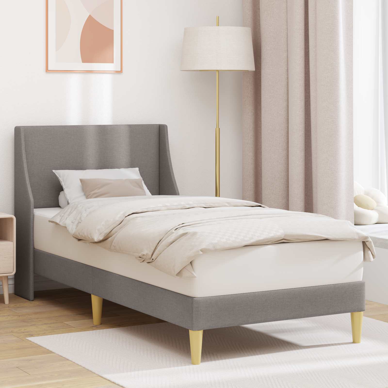 vidaXL Σκελετός Κρεβατιού Μονόχρωμο Taupe 100 x 200 cm ύφασμα