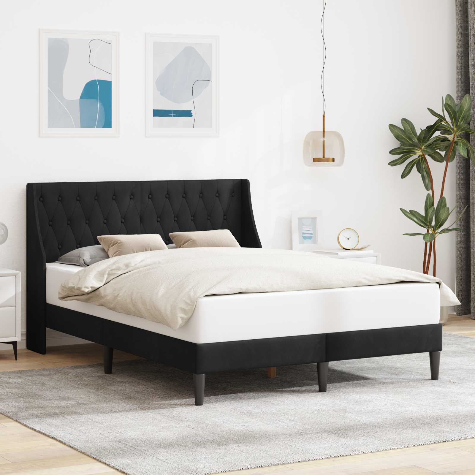 vidaXL Σκελετός Κρεβατιού με κεφαλάρι Μαύρο 160 x 200 cm Βελούδο