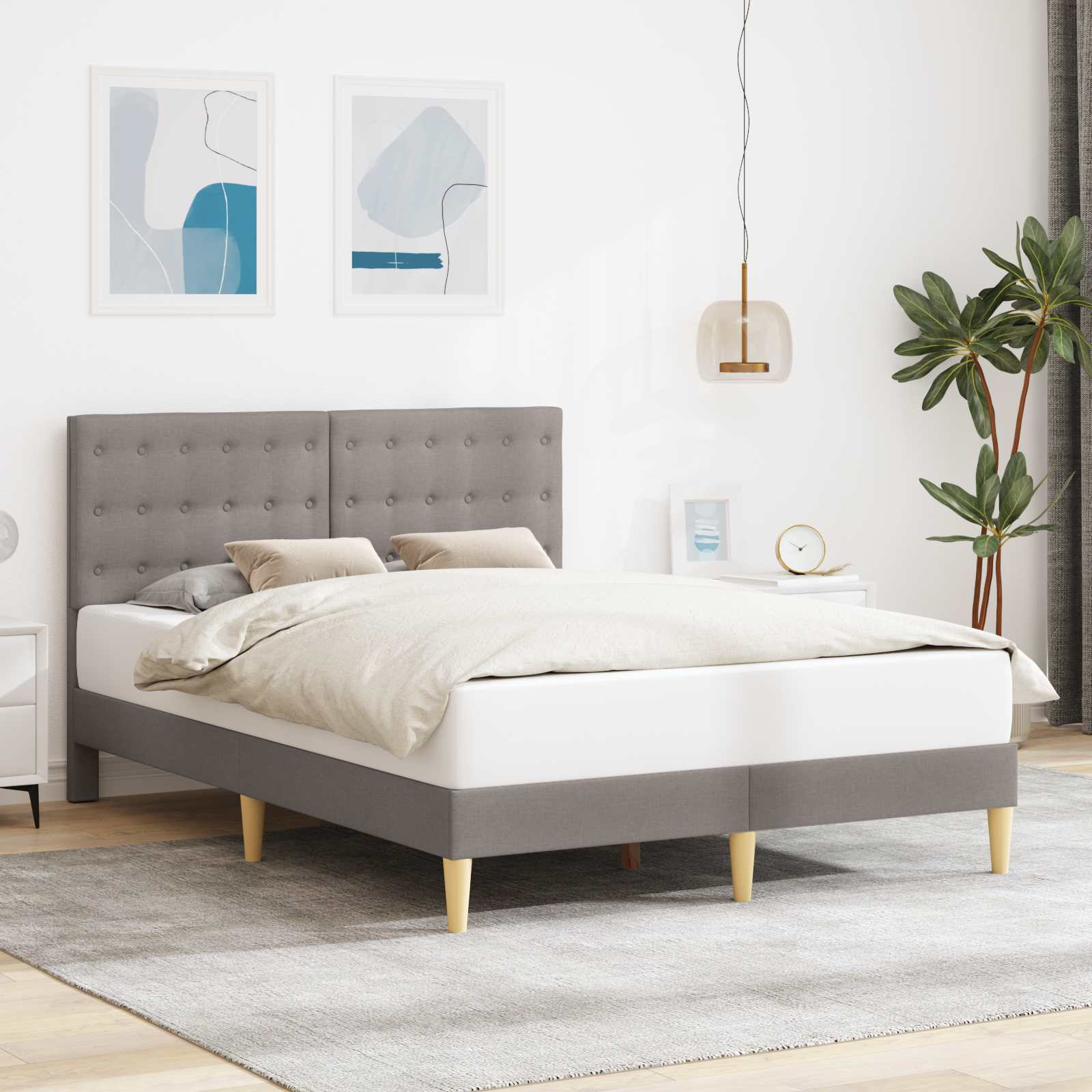 vidaXL Σκελετός Κρεβατιού με κεφαλάρι Taupe 120 x 200 cm Ύφασμα