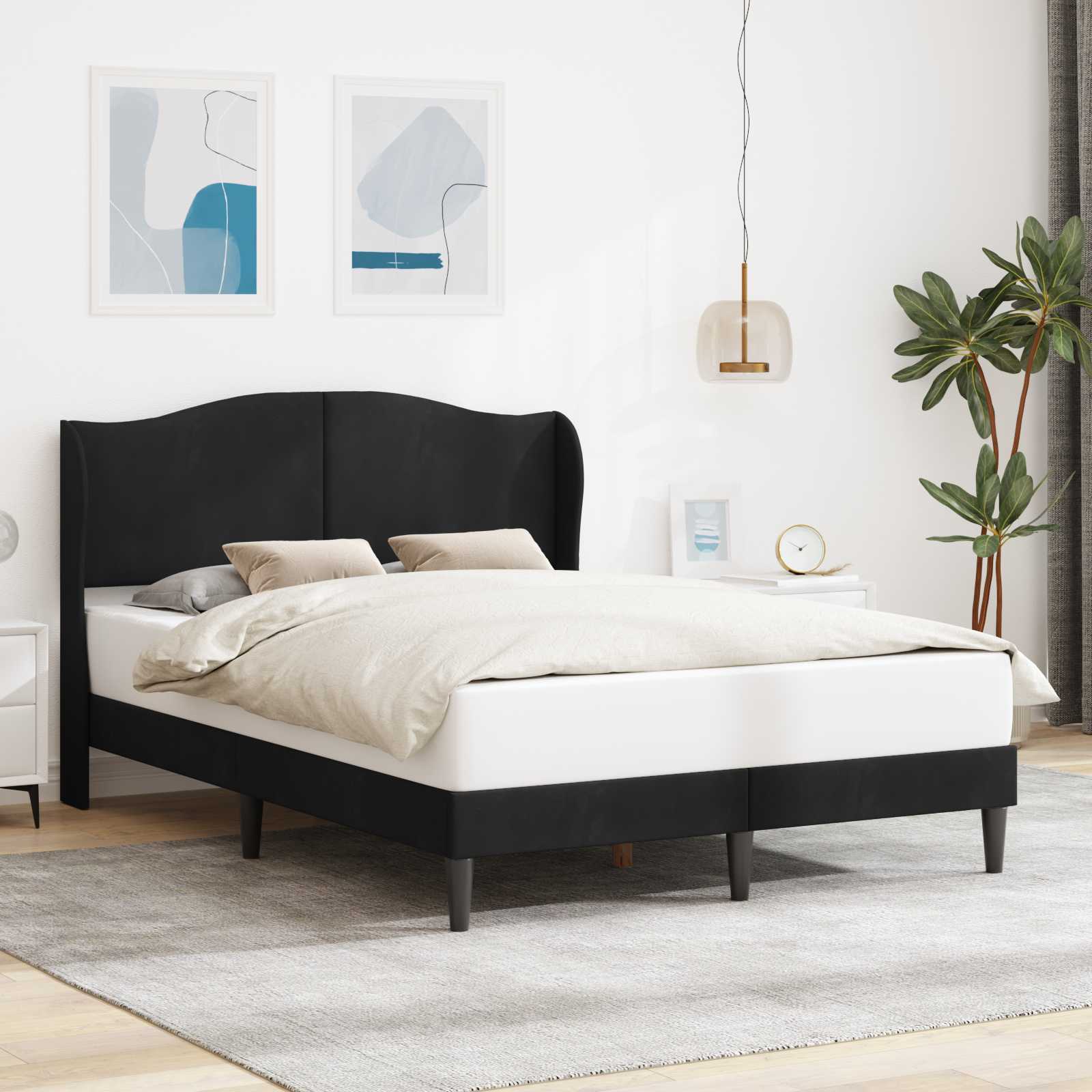 vidaXL Σκελετός Κρεβατιού με κεφαλάρι Μαύρο 120 x 190 cm Βελούδο