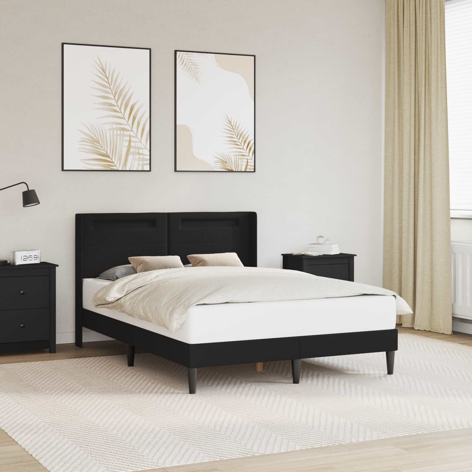 vidaXL Σκελετός Κρεβατιού με κεφαλάρι Μαύρο 120 x 190 cm Τεχνητό Δέρμα
