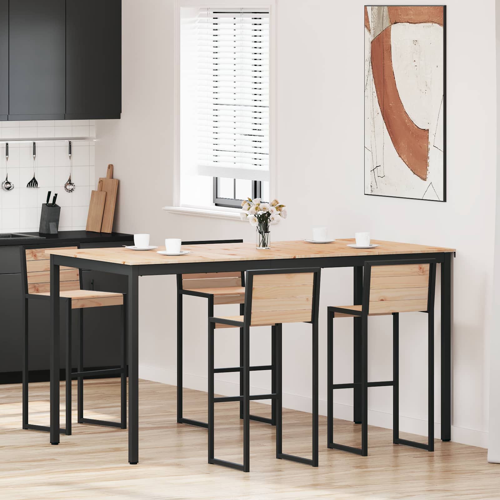 vidaXL Τραπέζι μπαρ 200 x 100 x 105 εκ. Στερεά ξυλεία πεύκου Φυσικό