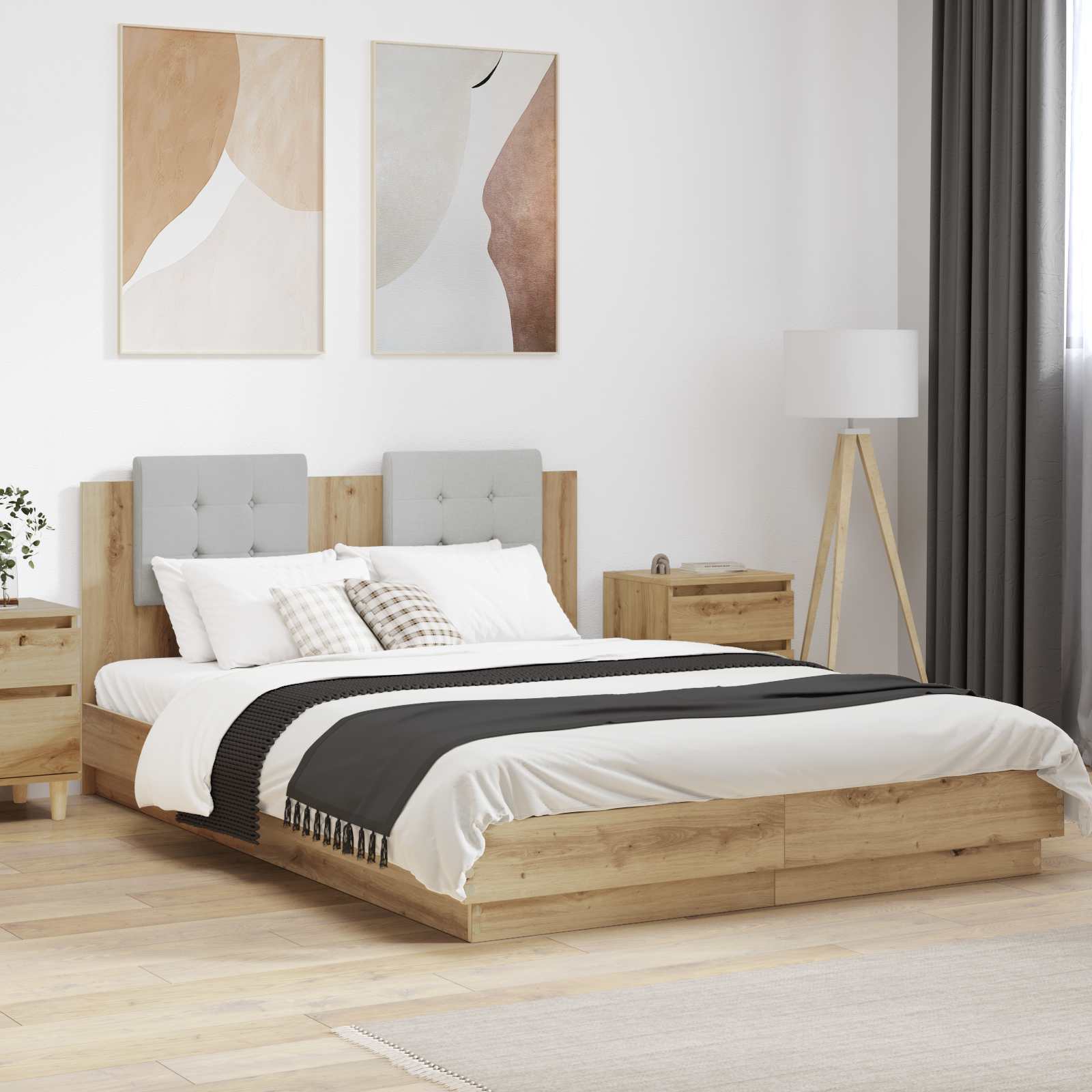 vidaXL Κρεβάτι με Κεφαλάρι Artisan Oak 160 x 200 cm Επεξεργασμένο Ξύλο