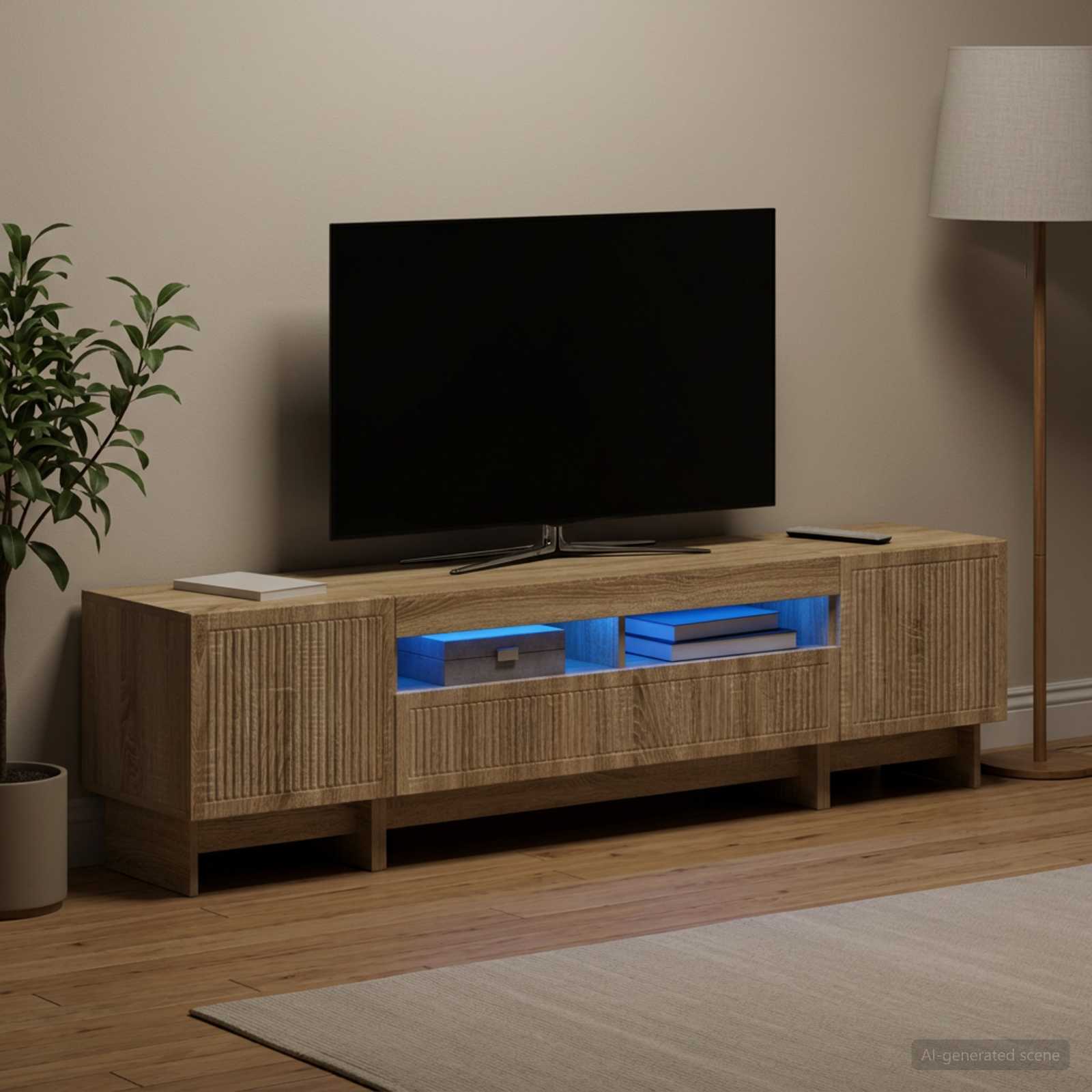 vidaXL 3 Τεμάχια LED Τηλεοπτική Ντουλάπα EDE Sonoma Δρυς