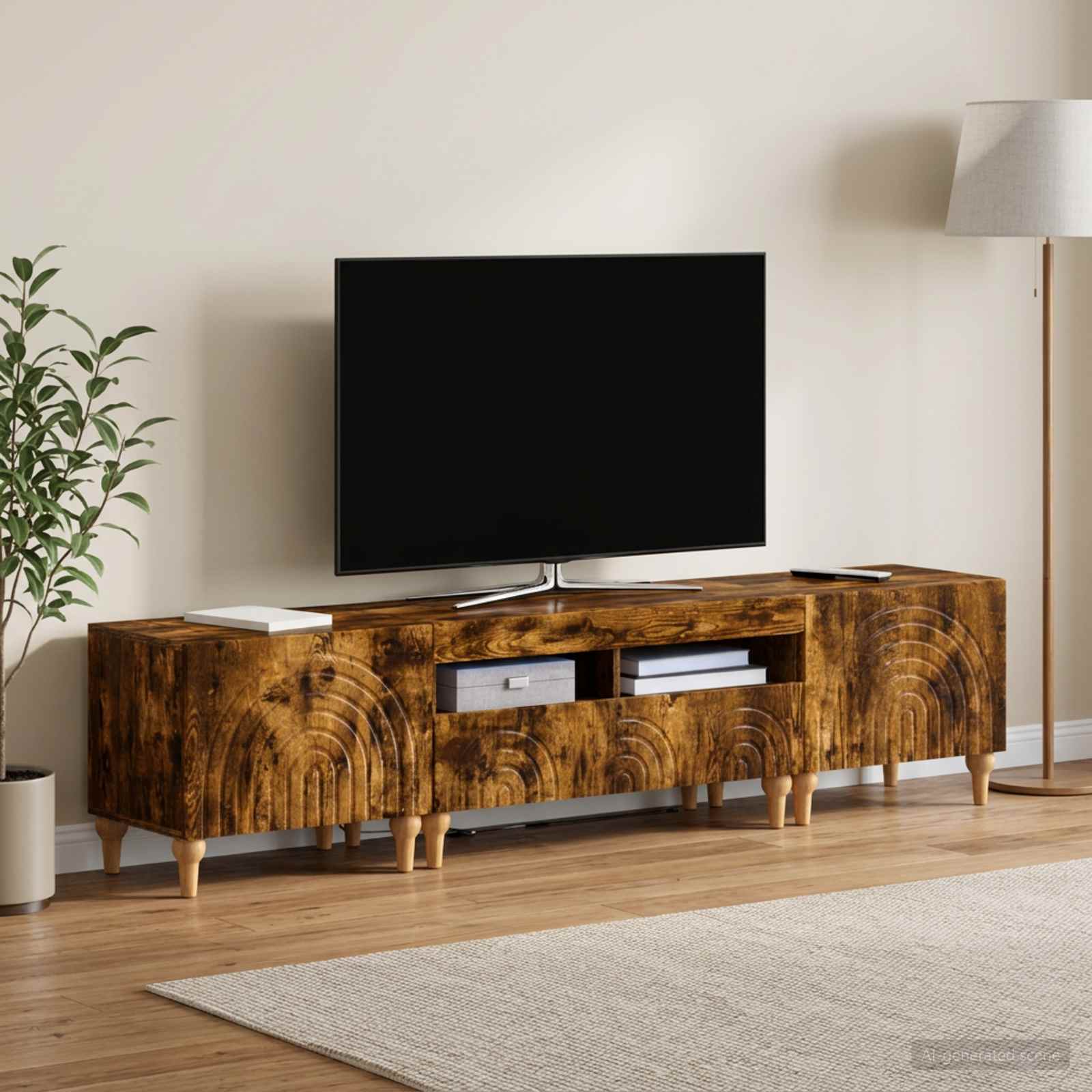 vidaXL 3 Τεμάχια LED Τηλεοπτική Ντουλάπα Καπνισμένο Ξύλο Δρυός