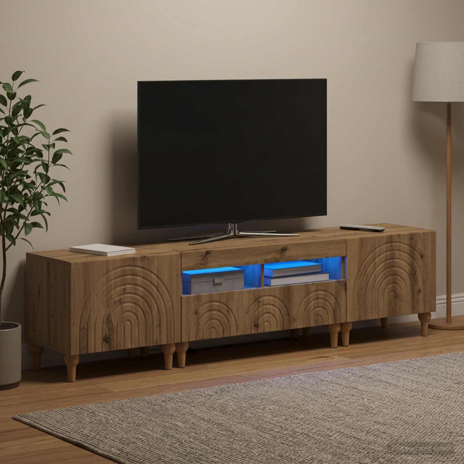 vidaXL 3 Τεμάχια LED Τηλεοπτική Ντουλάπα Artisan Δρυς