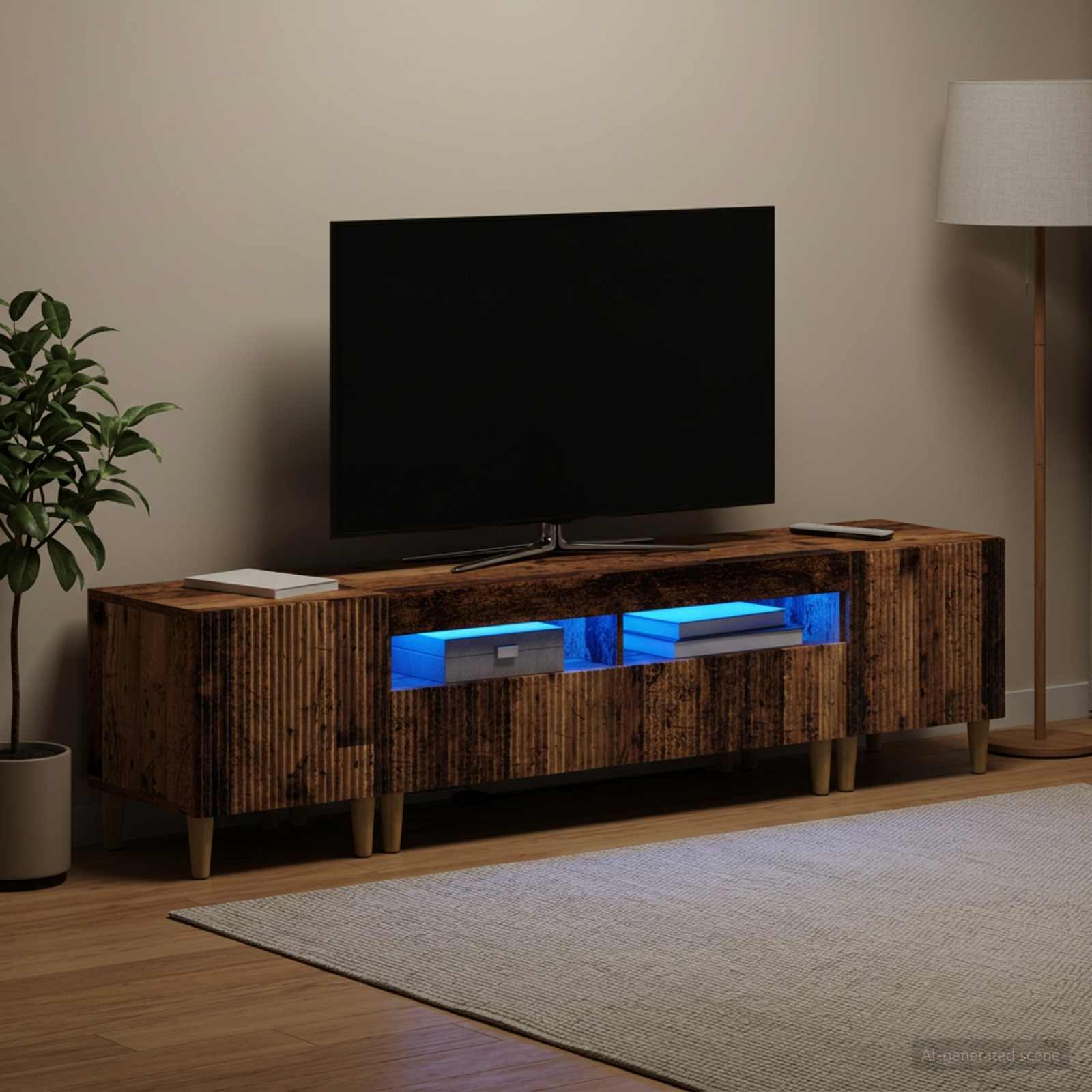 vidaXL 3 Τεμάχια LED Τηλεοπτική Ντουλάπα ARNHEM 3 τμχ. Παλαιωμένο ξύλο