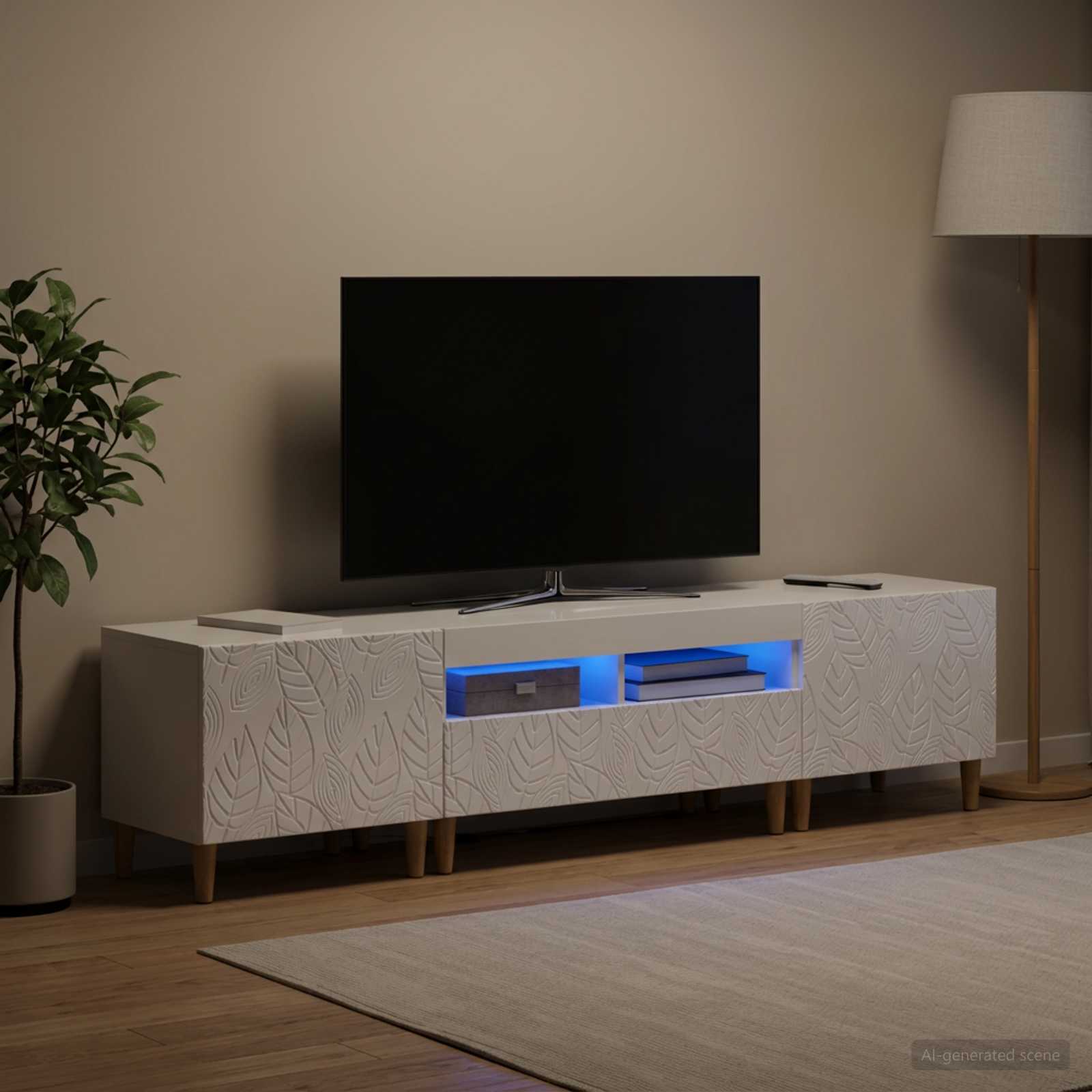 vidaXL 3 Τεμάχια LED Τηλεοπτική Ντουλάπα DELFT Γυαλιστερό Λευκό