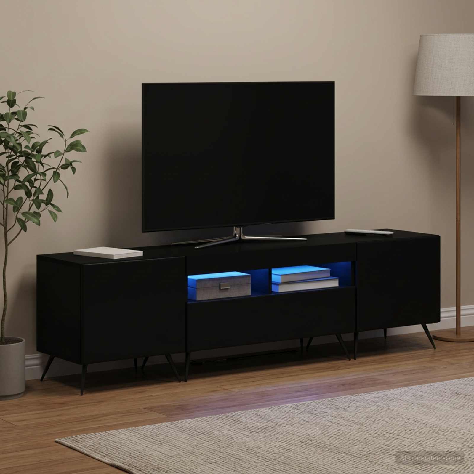 vidaXL Ντουλάπα LED Τηλεόρασης BREDA 3 τμχ. Μαύρο Επεξεργασμένο Ξύλο