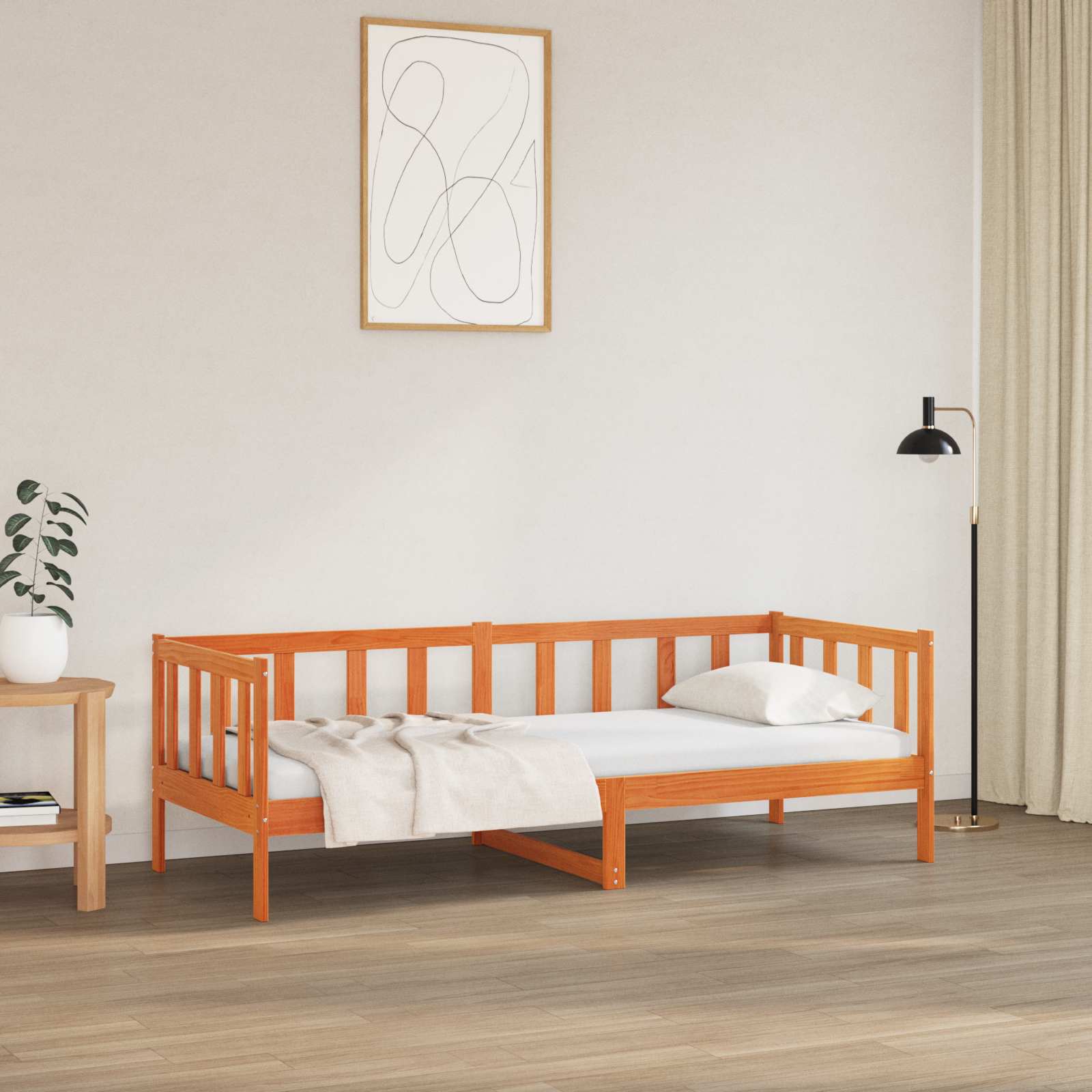 vidaXL Σκελετός Κρεβατιού Κερωτό καφέ 90 x 190 cm Στερεά ξυλεία πεύκου