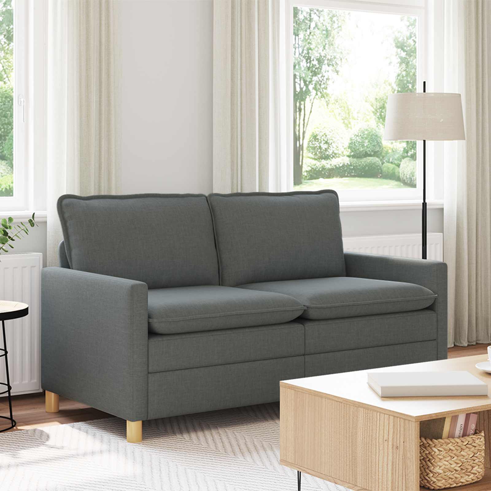 vidaXL Καναπές 2-θέσιο Σκούρο Γκρι 156 x 81 x 87,5 εκ Ύφασμα