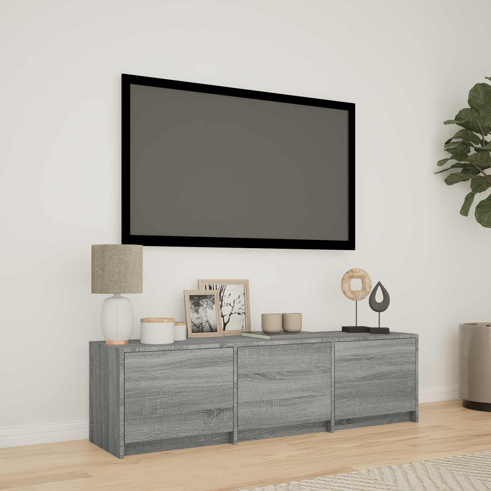 vidaXL Τηλεοπτική βιβλιοθήκη με LED 140x34x40 εκ Γκρι Sonoma