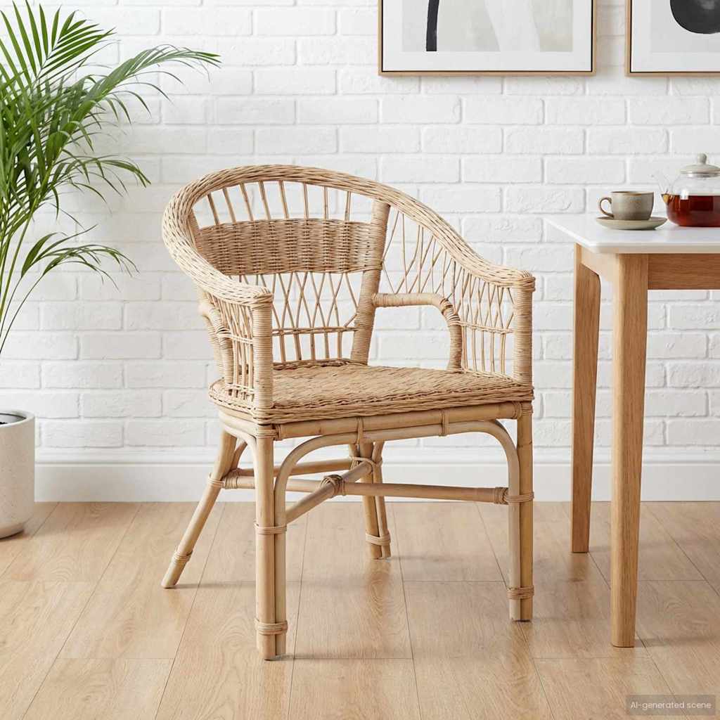 vidaXL Στοιβαζόμενη Καρέκλα Ρατάν Φυσικό 60 x 60 x 81 εκατοστά