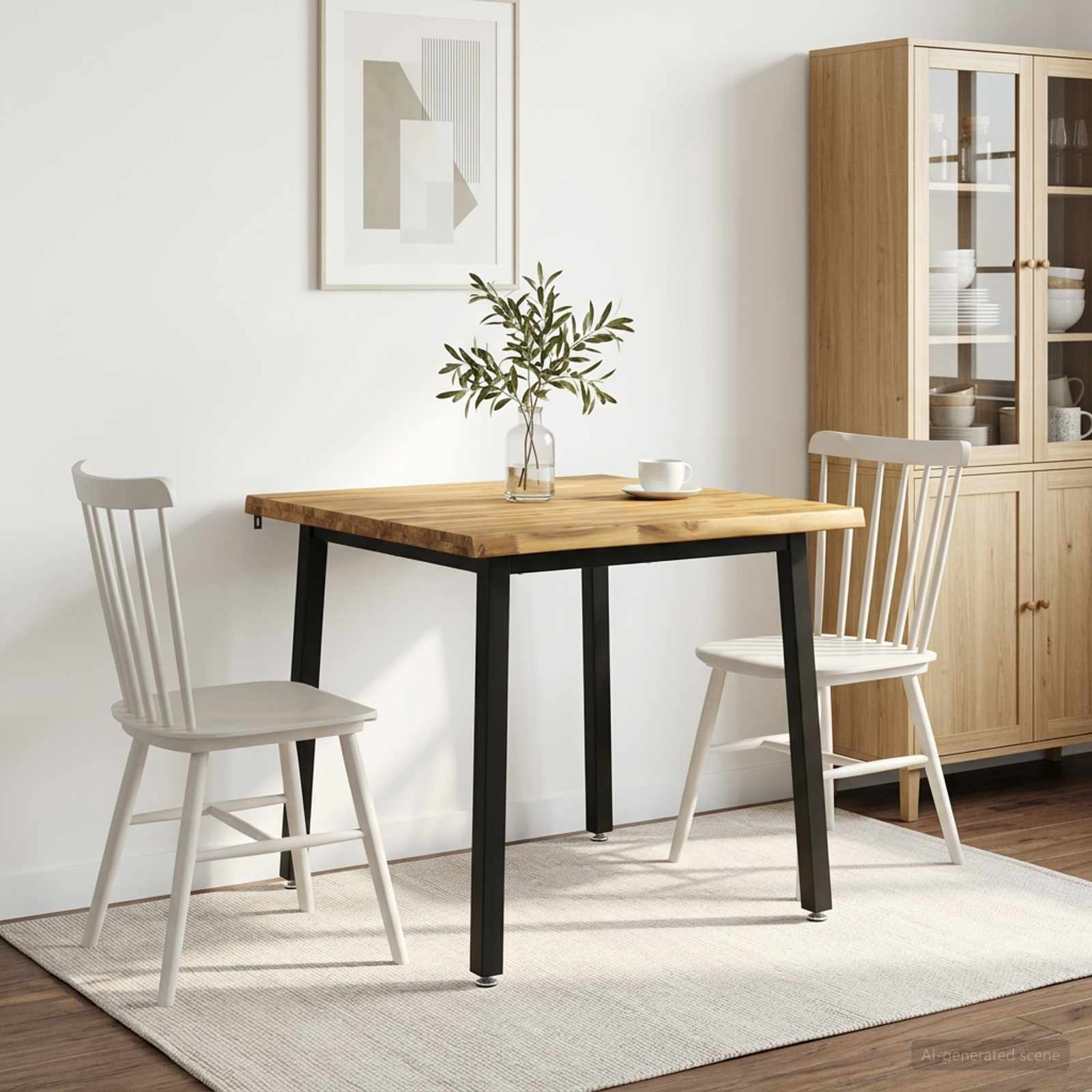 vidaXL 60 x 55 x 75 εκ. Στερεό Ξύλο Ακακίας Λευκό και Μαύρο Ορθογώνιος