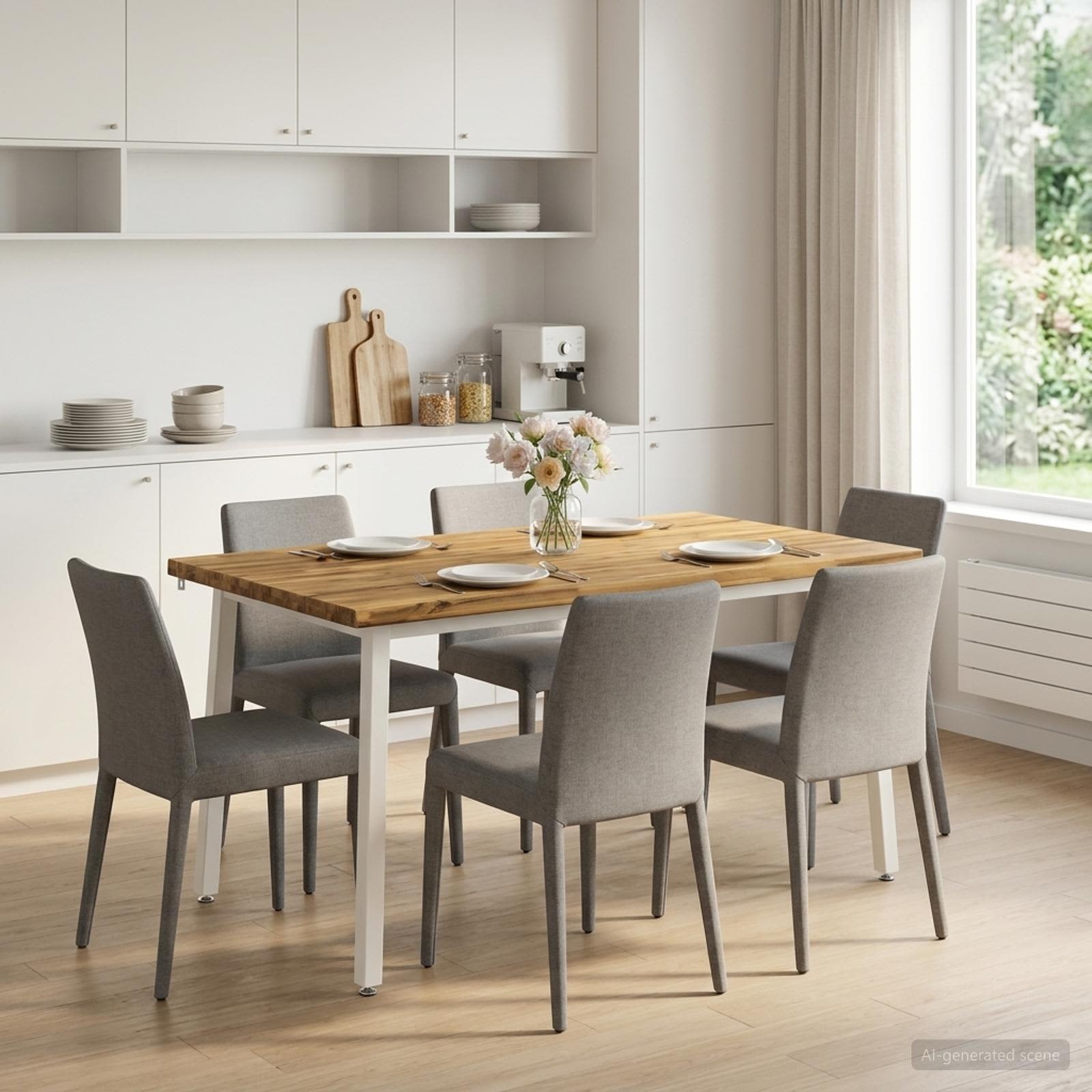 vidaXL Τραπέζι Φαγητού με Ζωντανό Χείλος 140 x 90 x 75 εκ. Λευκό